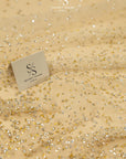 Stardust - Champagne Ombre Crystal Tulle with Gradient Sparkle and Rhinestones on Mesh Luxury Bridal Fabric by the Yard