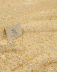 Stardust - Champagne Ombre Crystal Tulle with Gradient Sparkle and Rhinestones on Mesh Luxury Bridal Fabric by the Yard