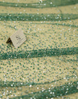 Stardust - Emerald Green Ombre Crystal Tulle with Gradient Sparkle and Rhinestones on Mesh Luxury Bridal Fabric by the Yard