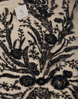 Coral Reef - Black Beaded Sea Theme Corals Lace Fabric with Sequins & Pearls, Ocean-Inspired Tulle Mesh for Gowns, Couture Dresses