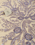 Coral Reef - Dusty Amethyst Beaded Lace with Sequins & Pearls, Sea Corals Pattern Mesh Tulle Fabric, Ocean-Inspired Lace for Dresses, Gowns