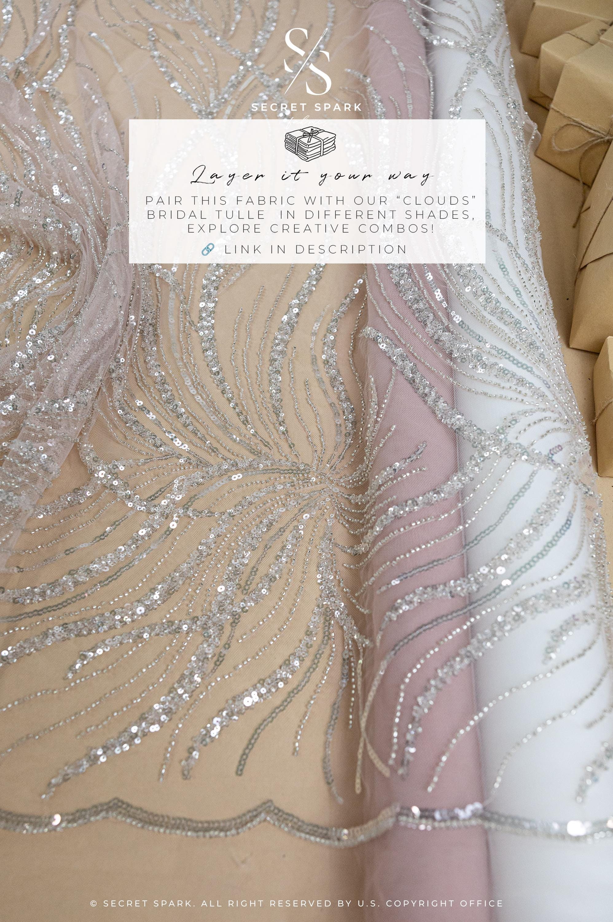 Gleamline - Light Blush Sequin Lace - Photo 1