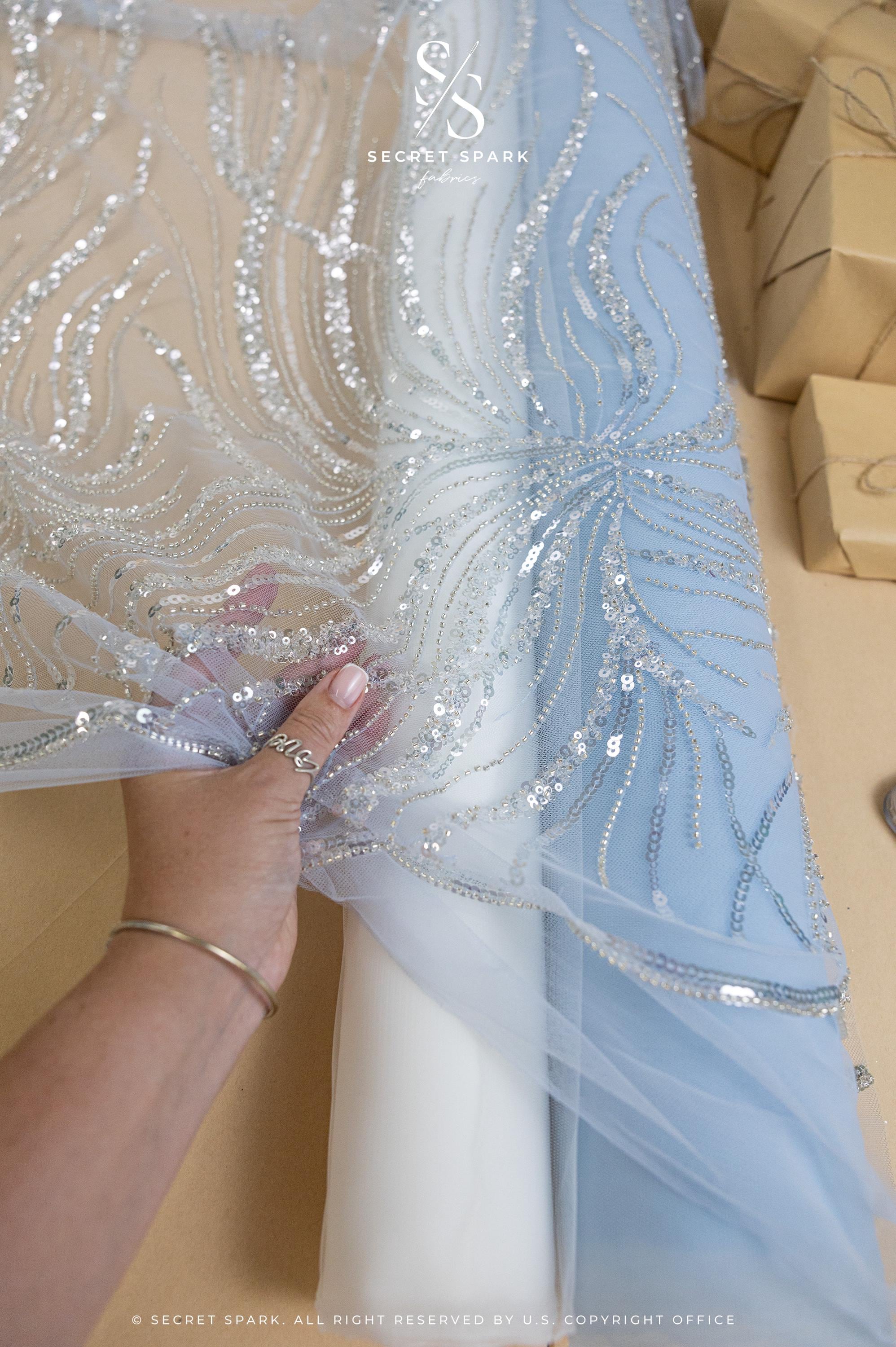 Gleamline - Powder Blue Sequin Lace - Photo 1