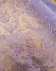 Coral Reef - Purple Lavender Beaded Lace with Coral Design, Sea Inspired Embroidered Mesh with Pearls & Sequins, Dress Fabric for Gowns