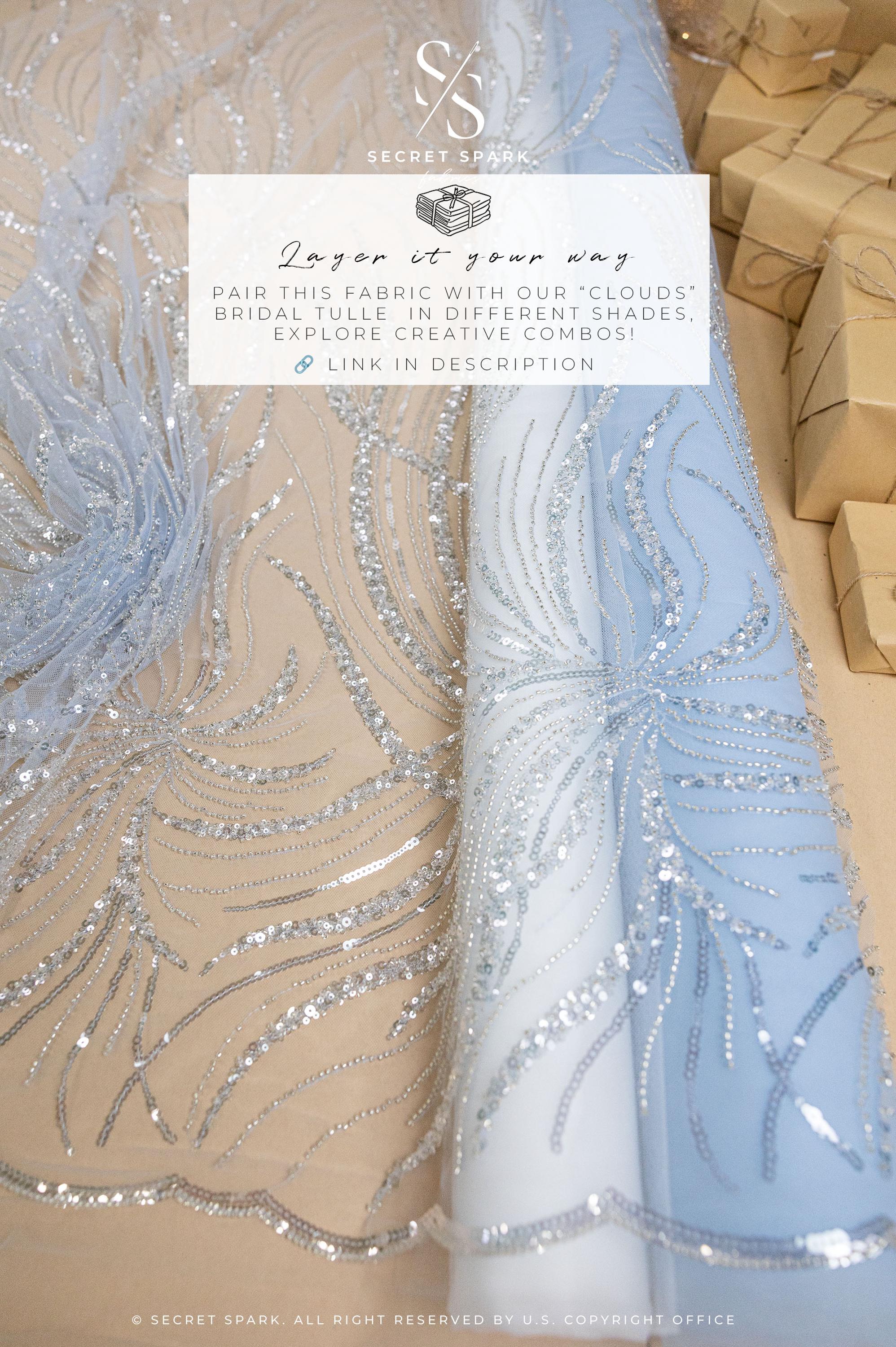Gleamline - Powder Blue Sequin Lace - Photo 4