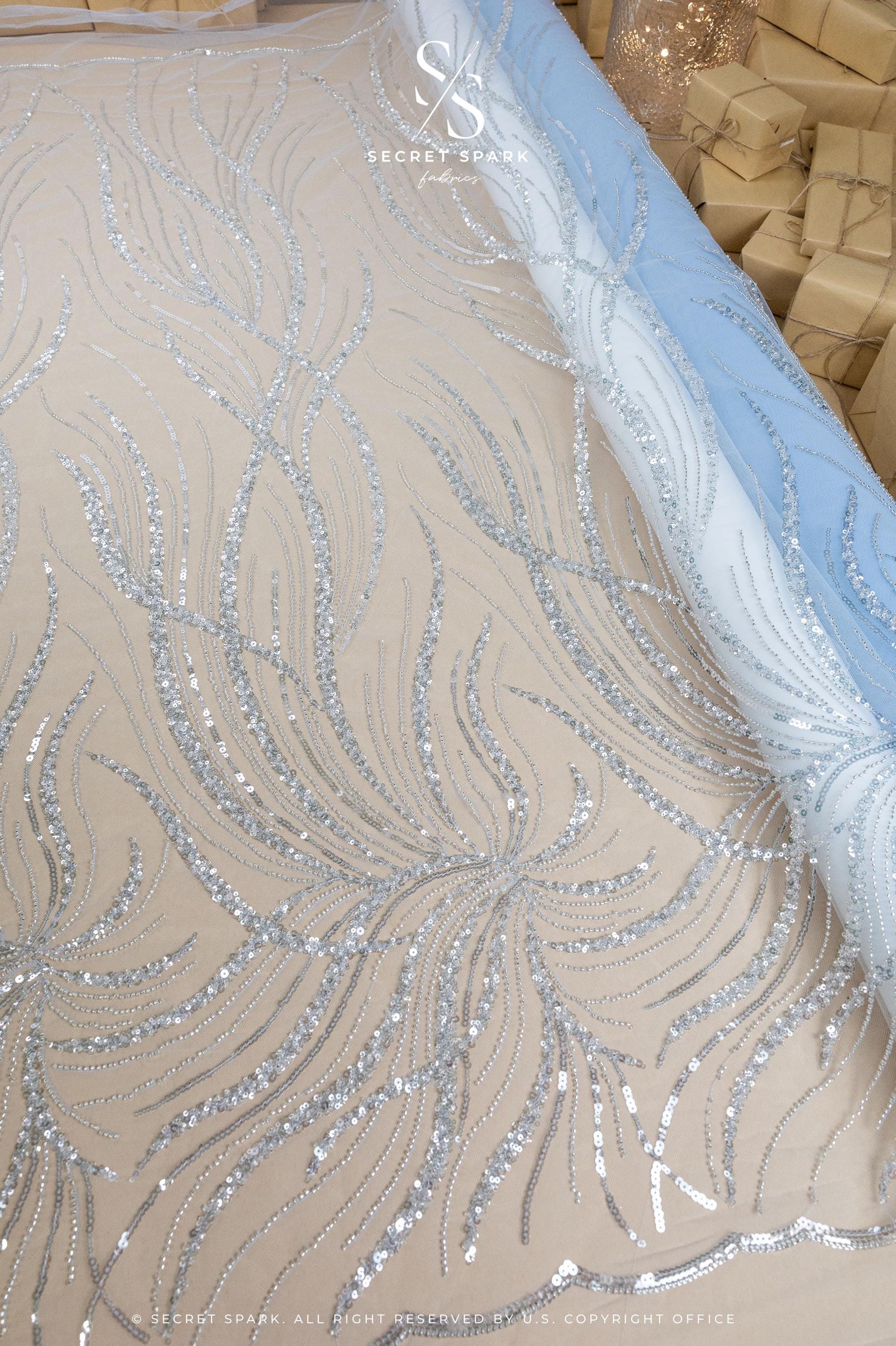 Gleamline - Powder Blue Sequin Lace - Photo 2