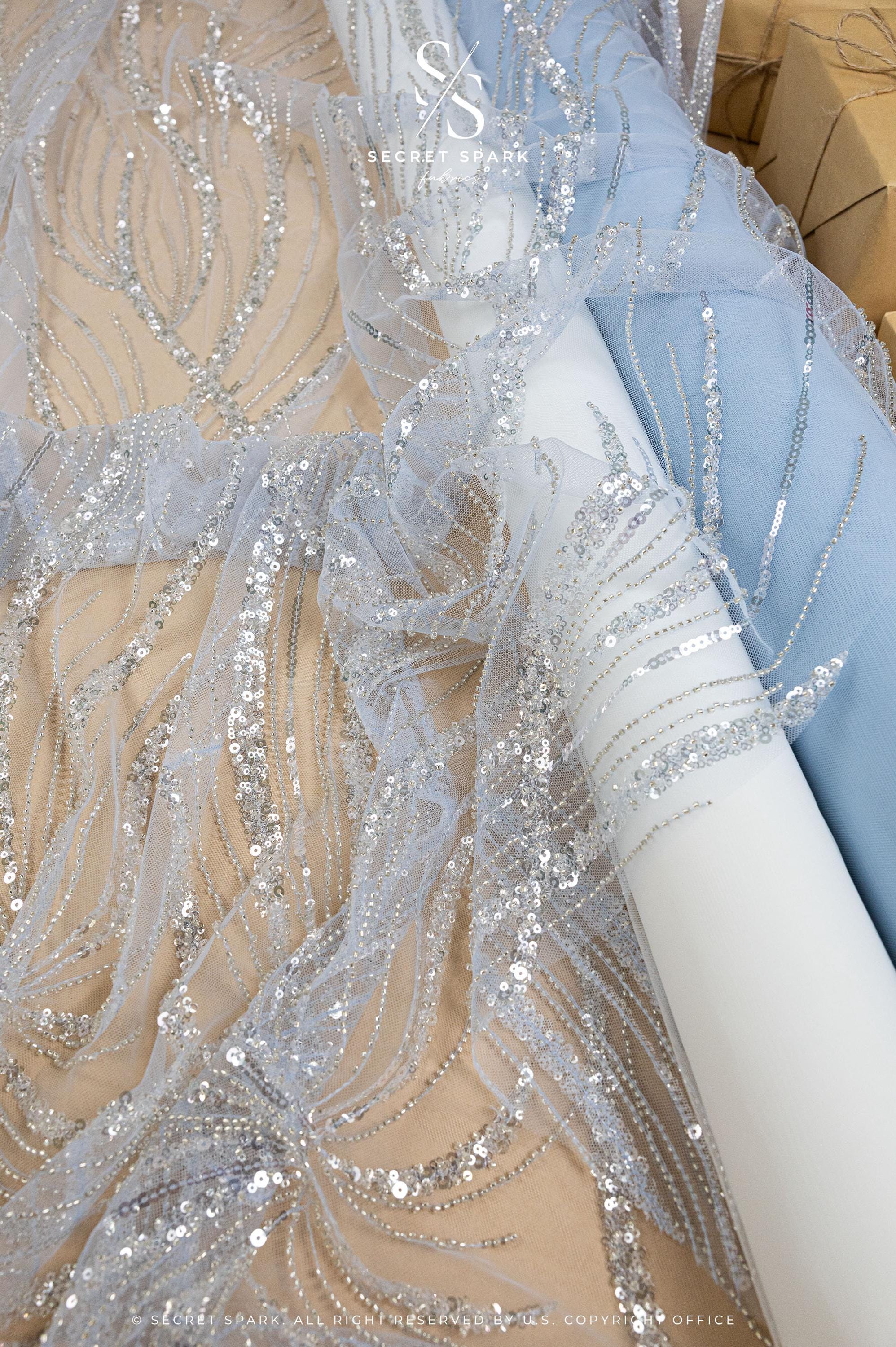 Gleamline - Powder Blue Sequin Lace - Photo 5