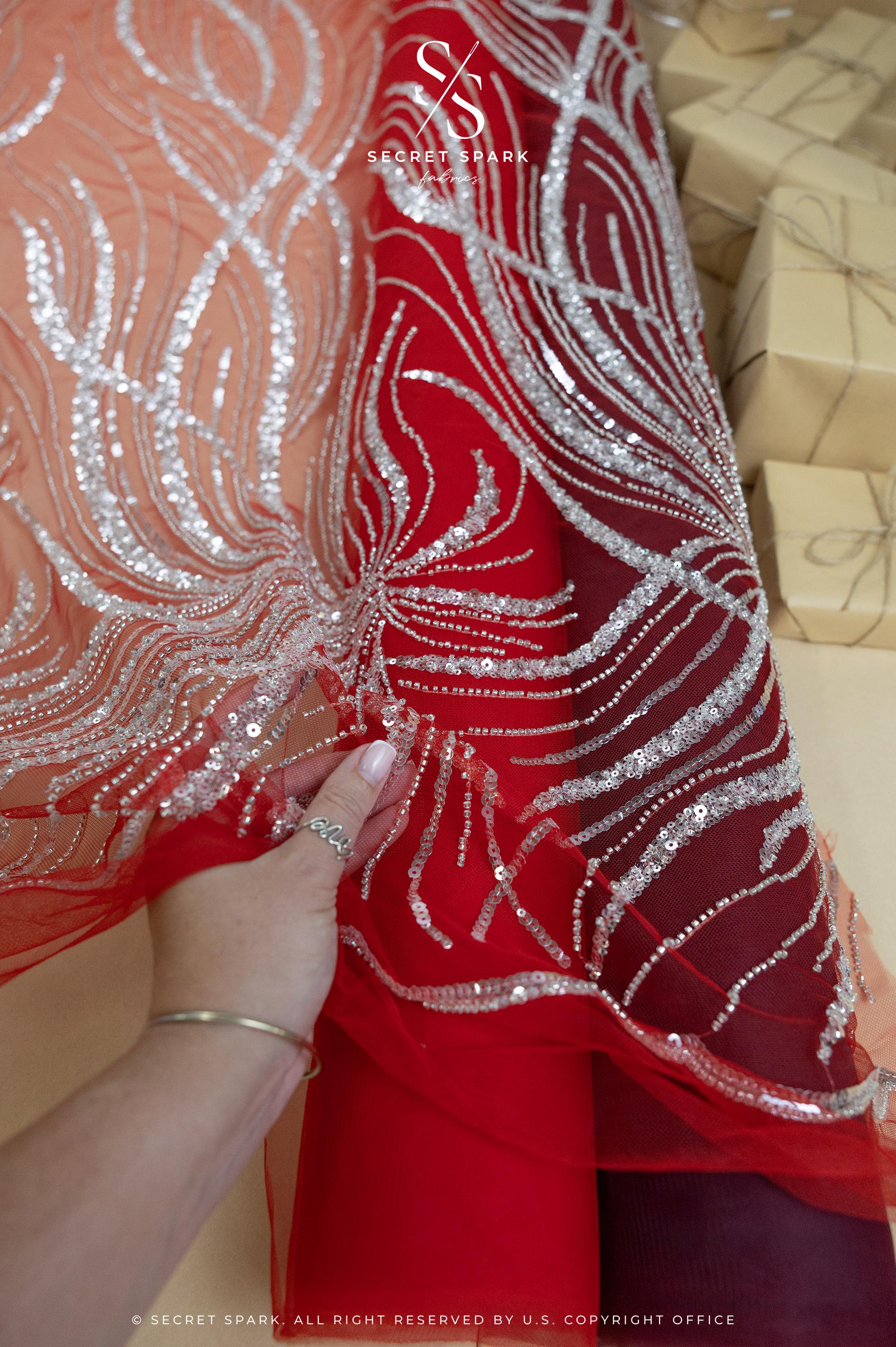 Gleamline - Red Sequin Lace - Photo 2
