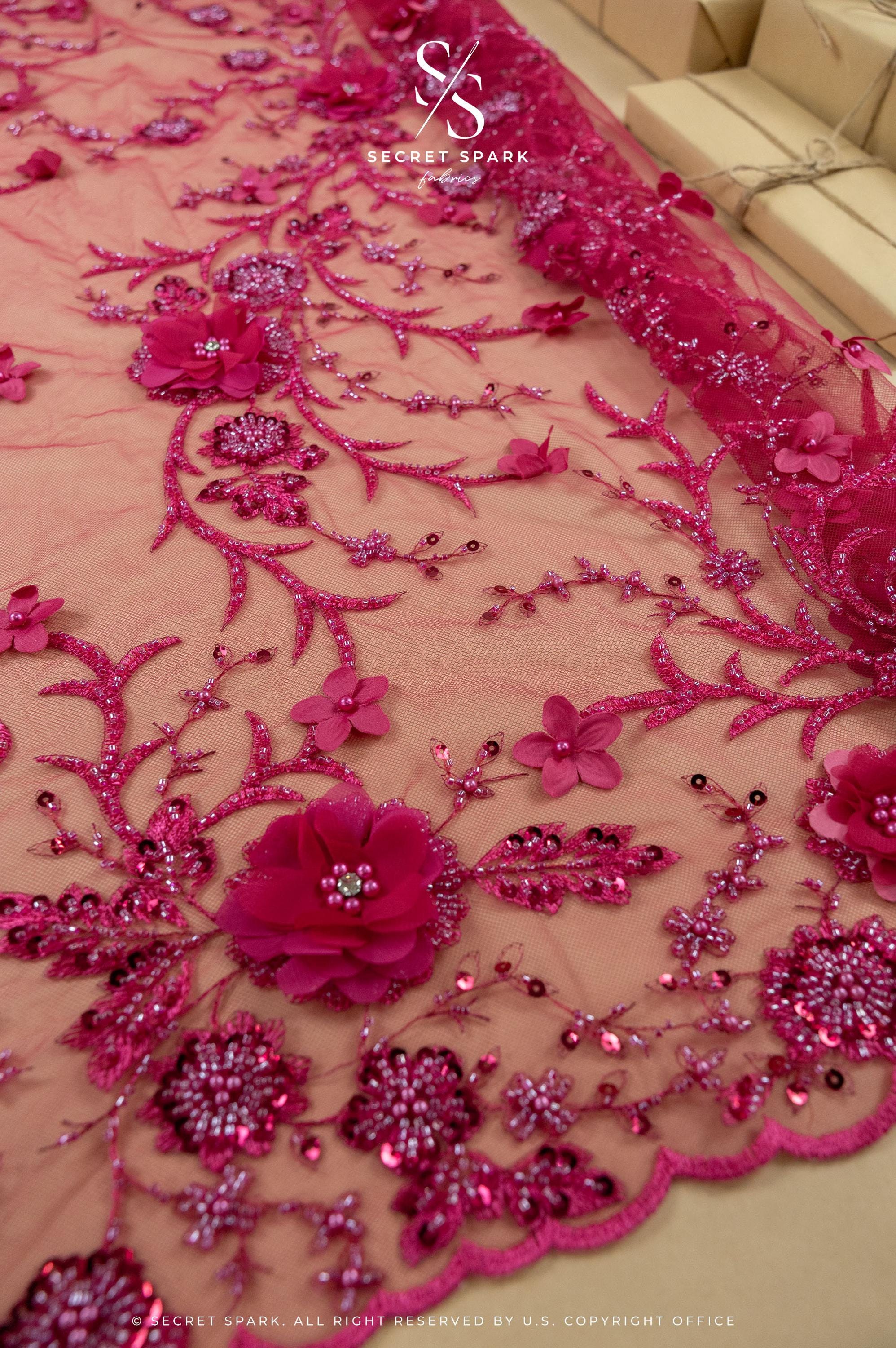Blossom Dream - Hot Pink 3D Floral Lace - Photo 2