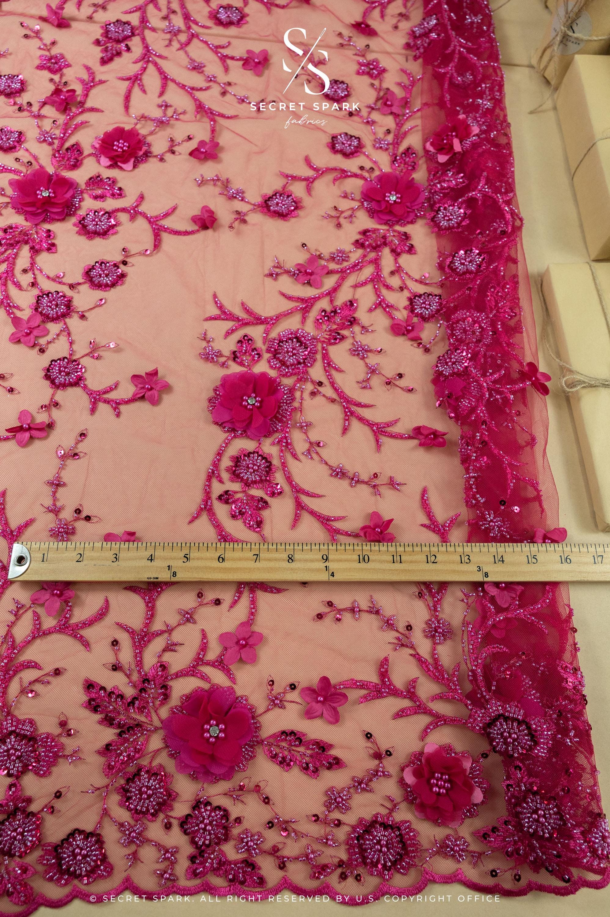 Blossom Dream - Hot Pink 3D Floral Lace - Photo 6