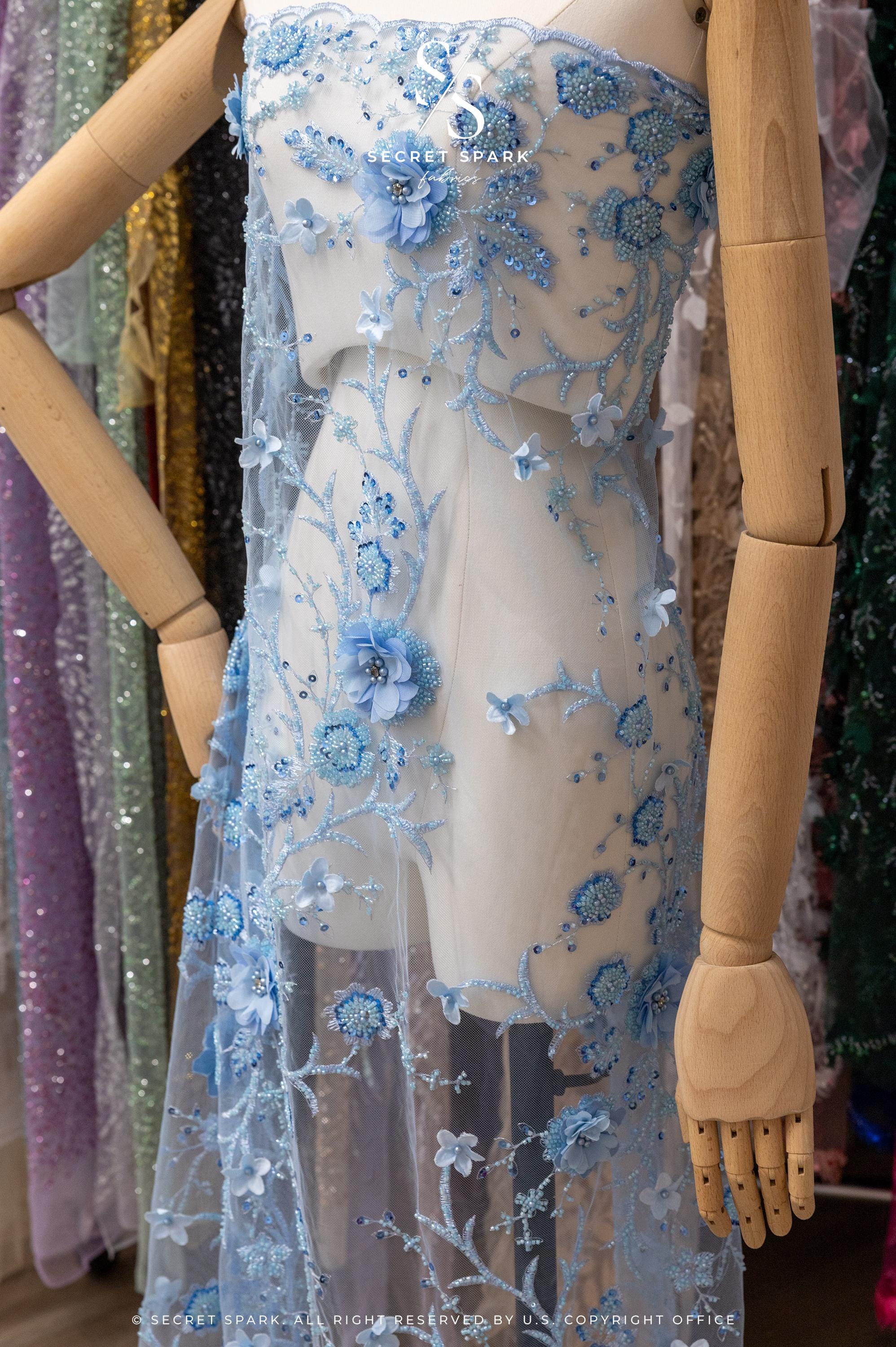 Blossom Dream - Baby Blue 3D Floral Lace - Photo 2