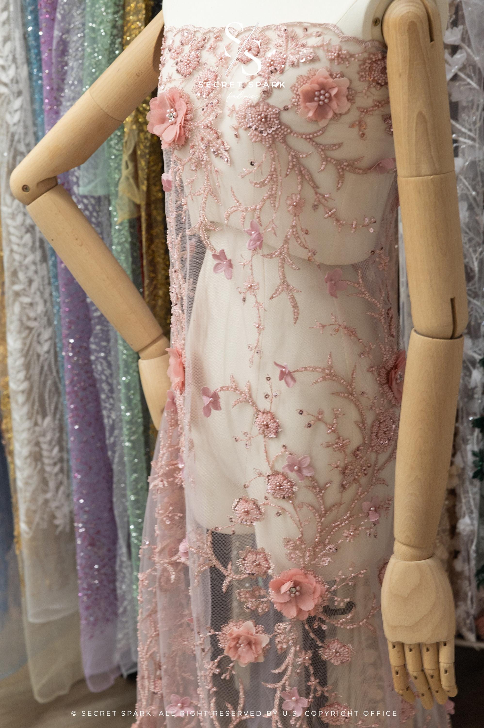 Blossom Dream - Rose Blush 3D Floral Lace - Photo 4