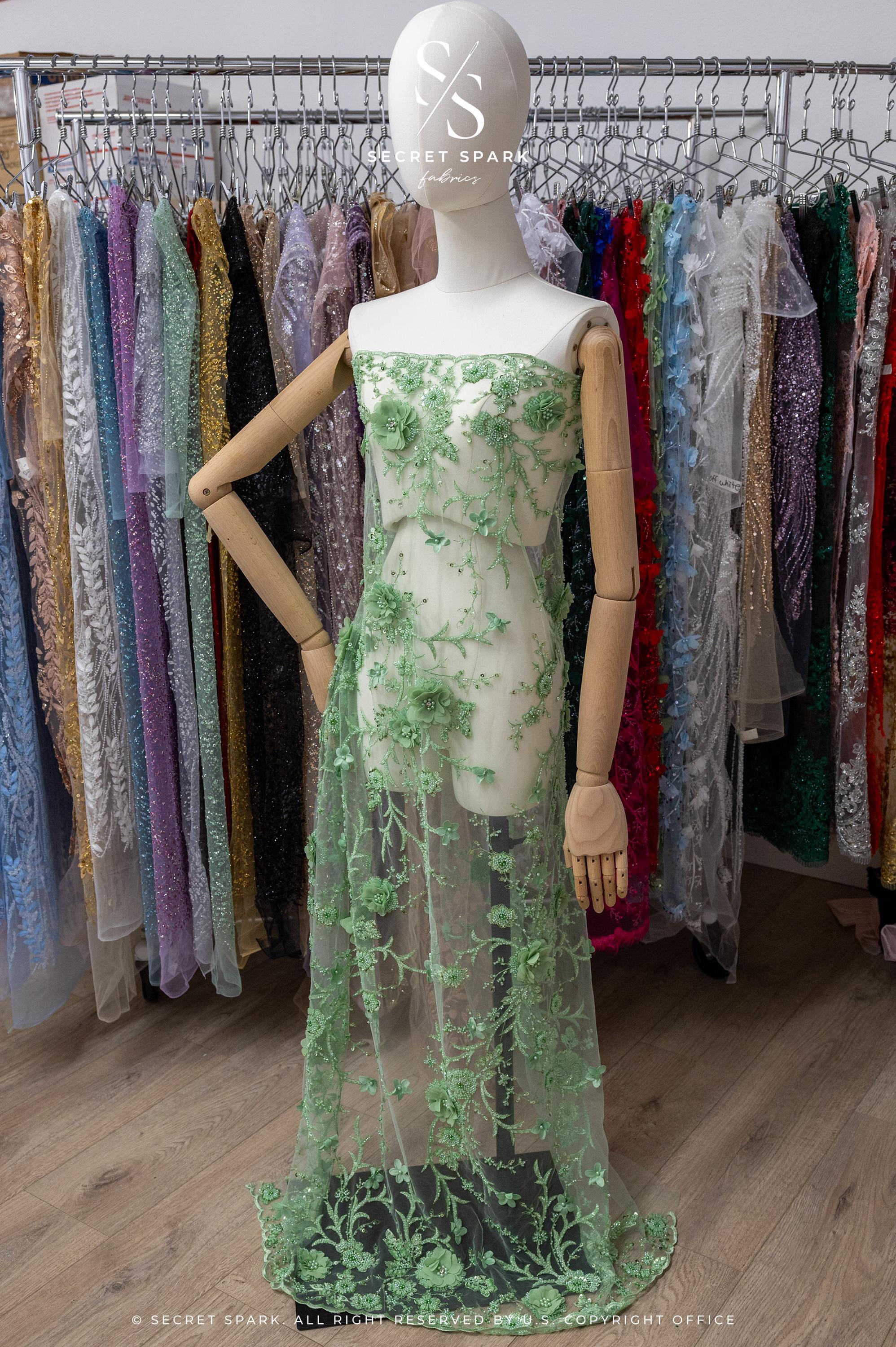 Blossom Dream - Spirit Green 3D Floral Lace - Photo 4