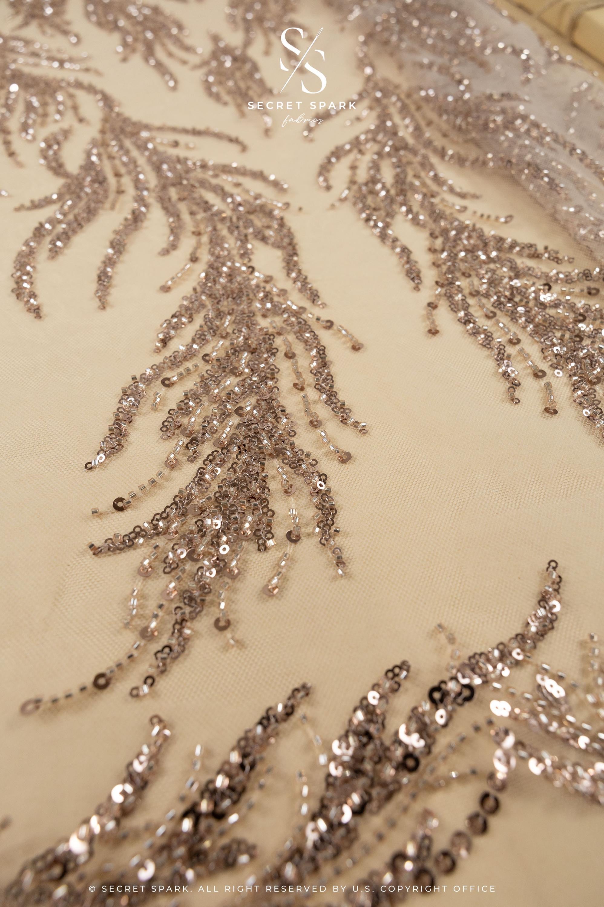 Underwater Forest - Mystic Beige Beaded Fern Lace - Photo 6