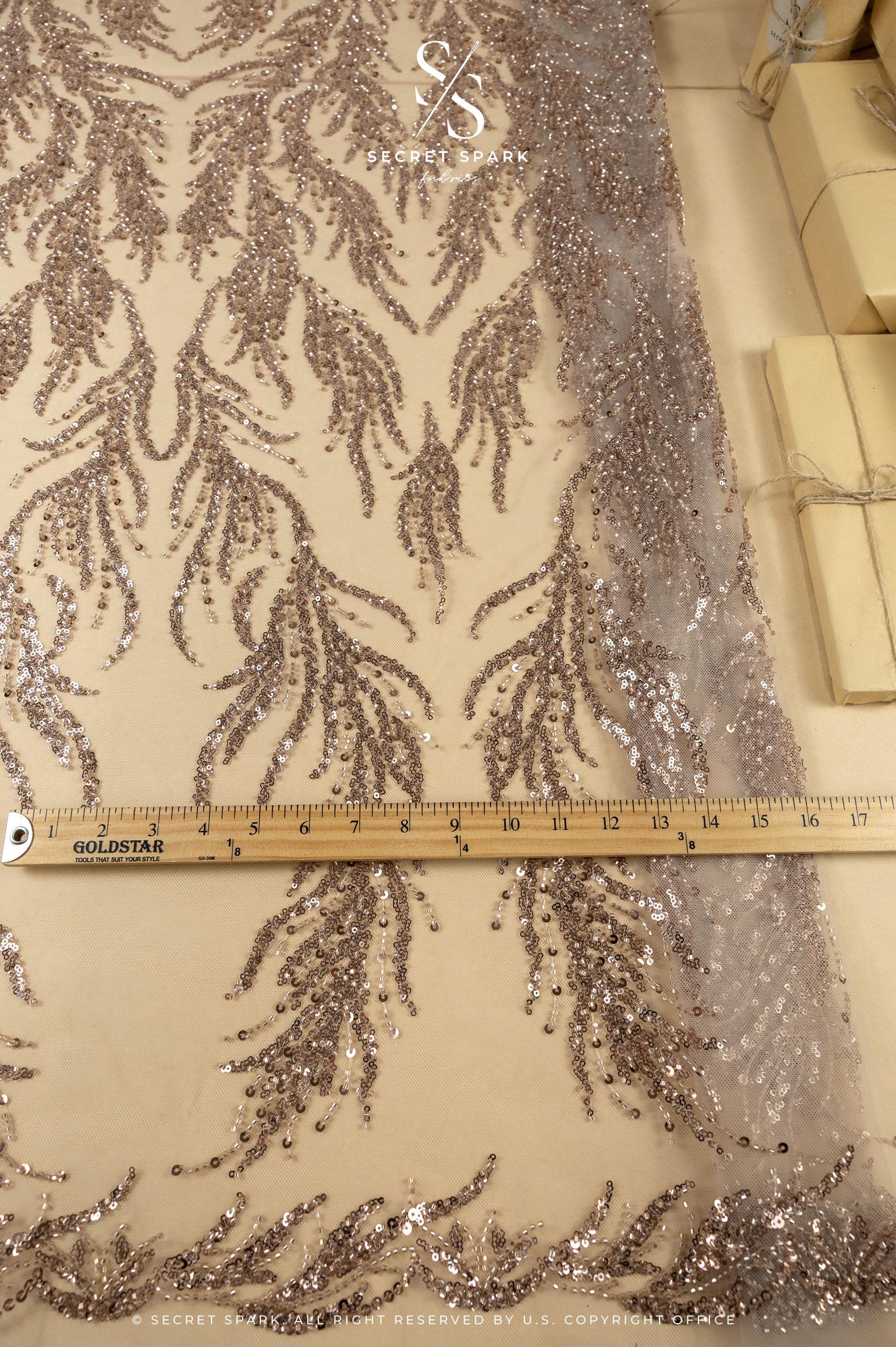 Underwater Forest - Mystic Beige Beaded Fern Lace - Photo 4