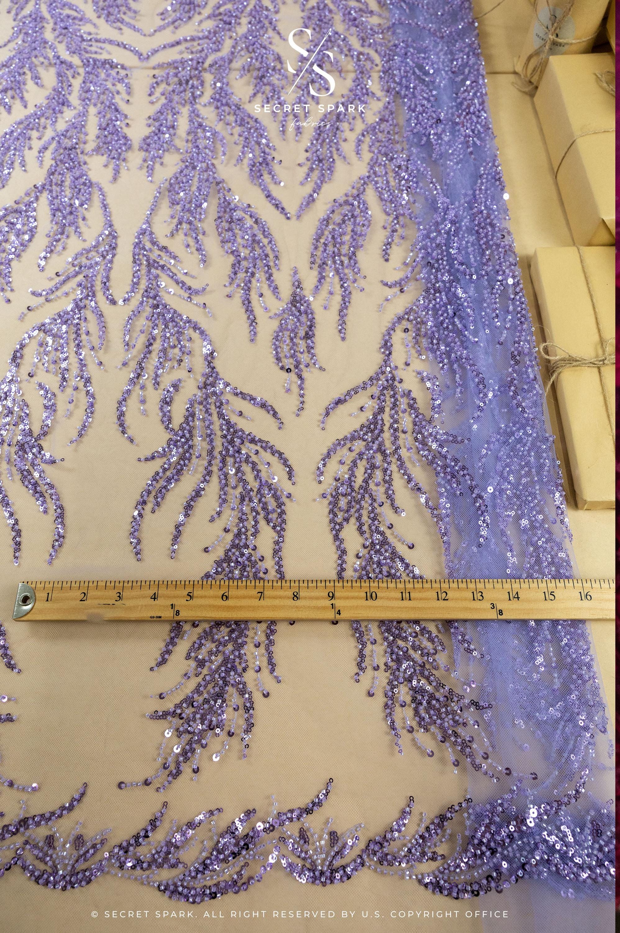 Underwater Forest - Purple Lavender Beaded Fern Lace - Photo 5