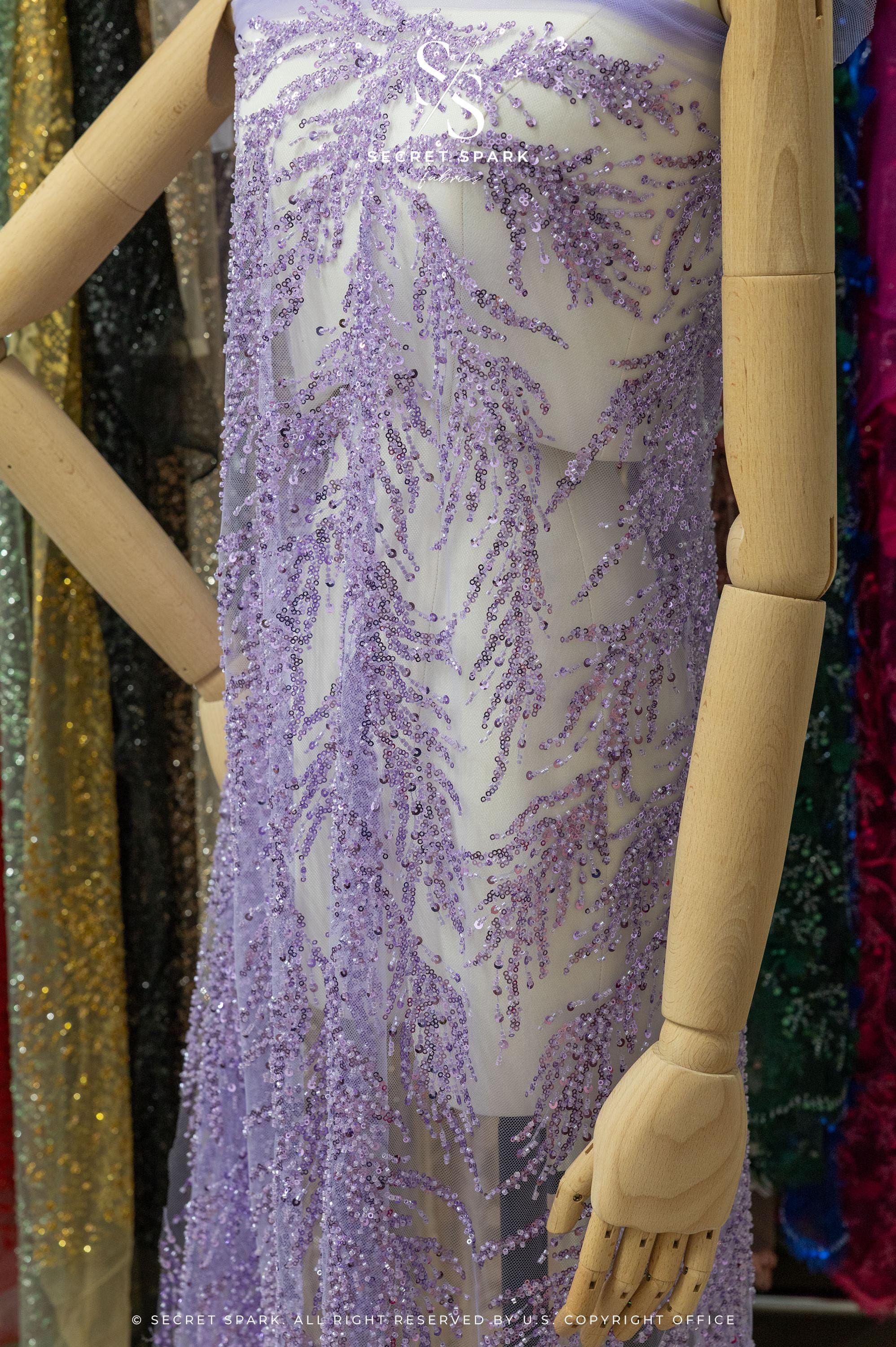 Underwater Forest - Purple Lavender Beaded Fern Lace - Photo 3