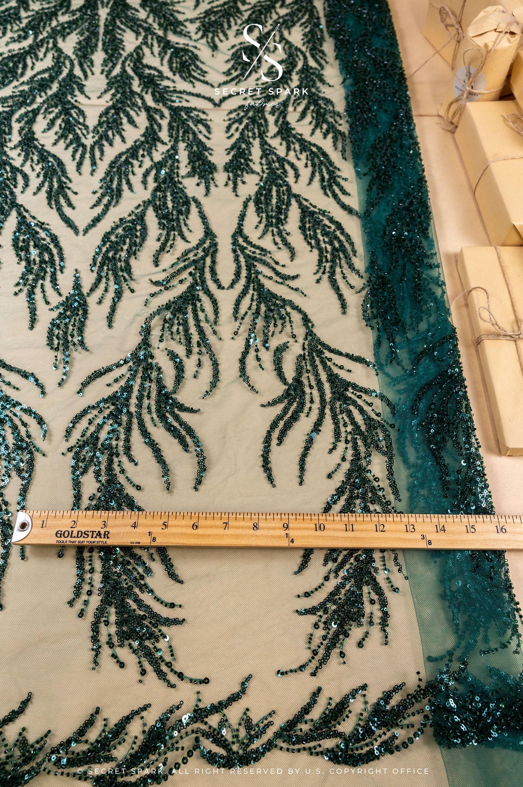 Underwater Forest - Emerald Green Beaded Fern Lace - Photo 6