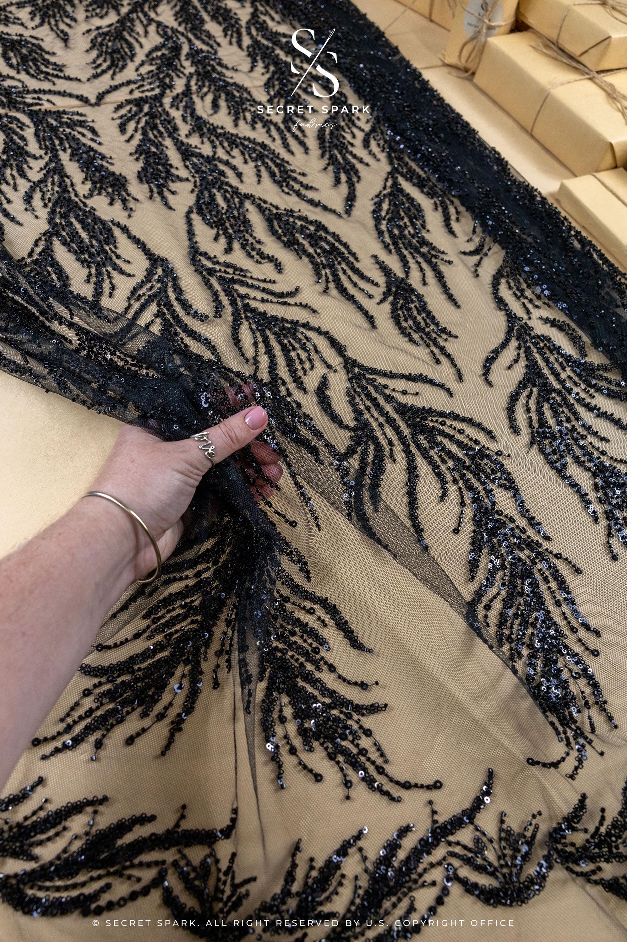 Underwater Forest - Black Beaded Fern Lace - Photo 1