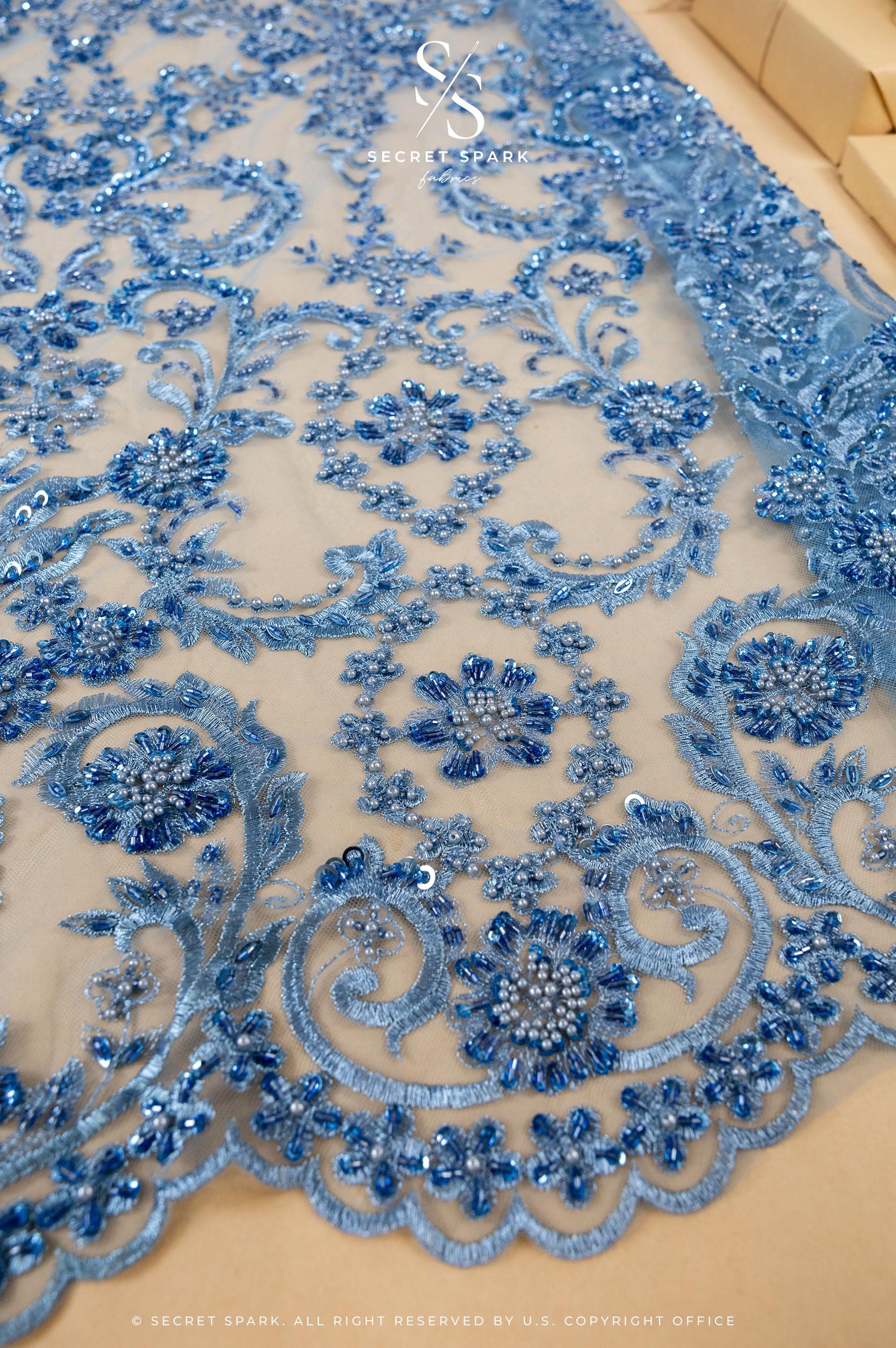 Royal Garden - Dusty Blue Baroque Floral Lace - Photo 2