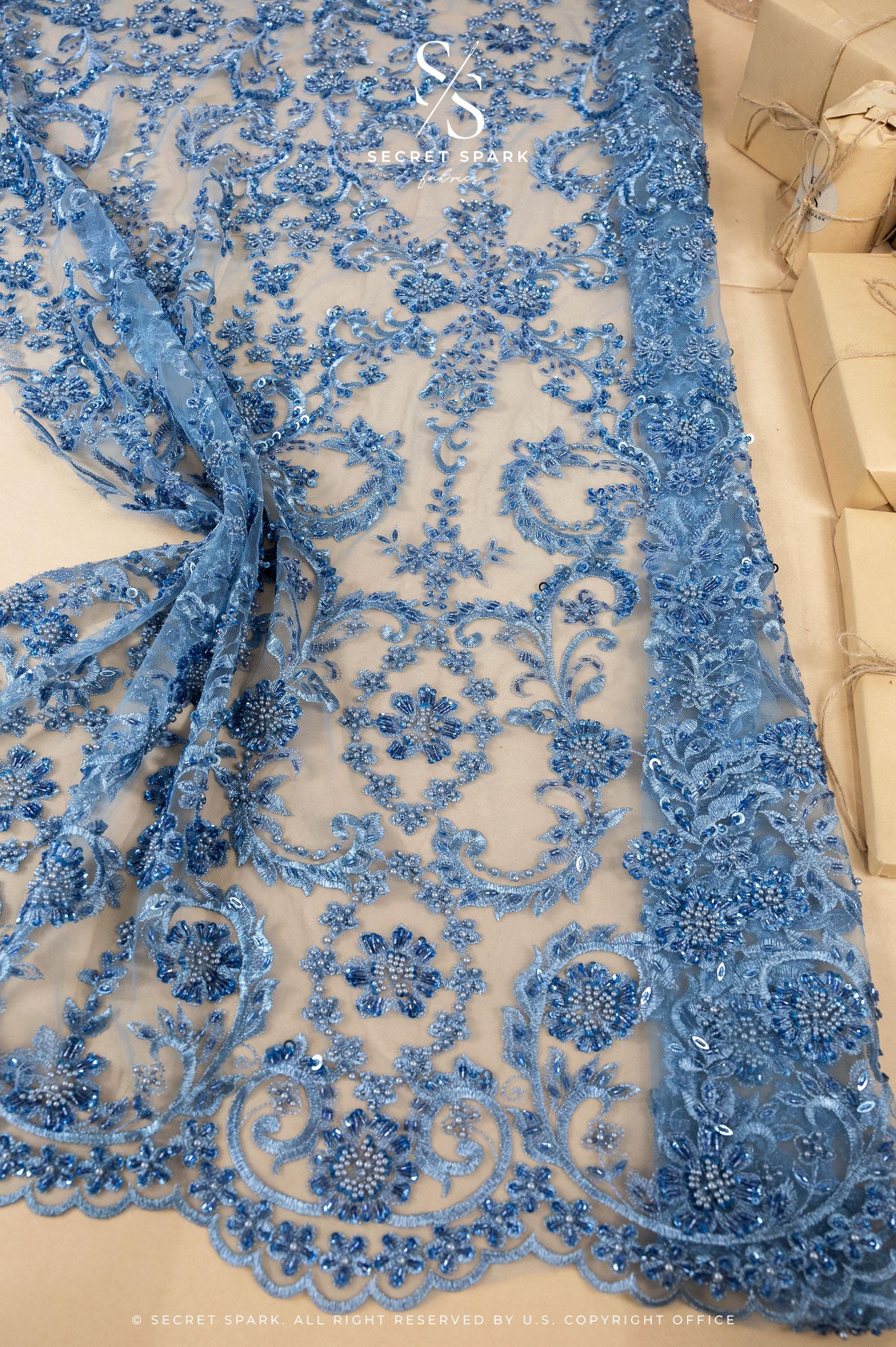 Royal Garden - Dusty Blue Baroque Floral Lace - Photo 1