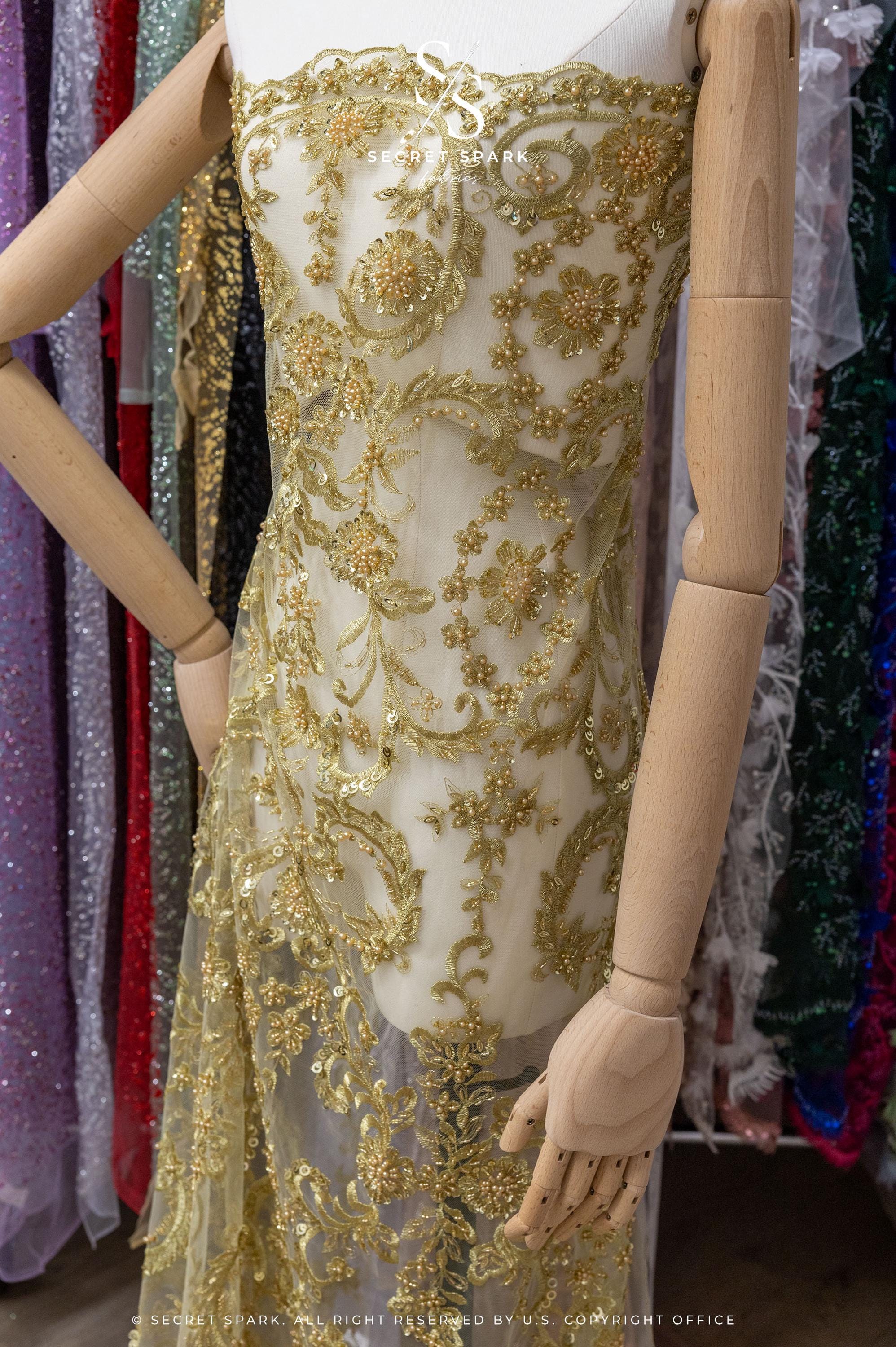 Royal Garden - Olive Gold Baroque Floral Lace - Photo 4