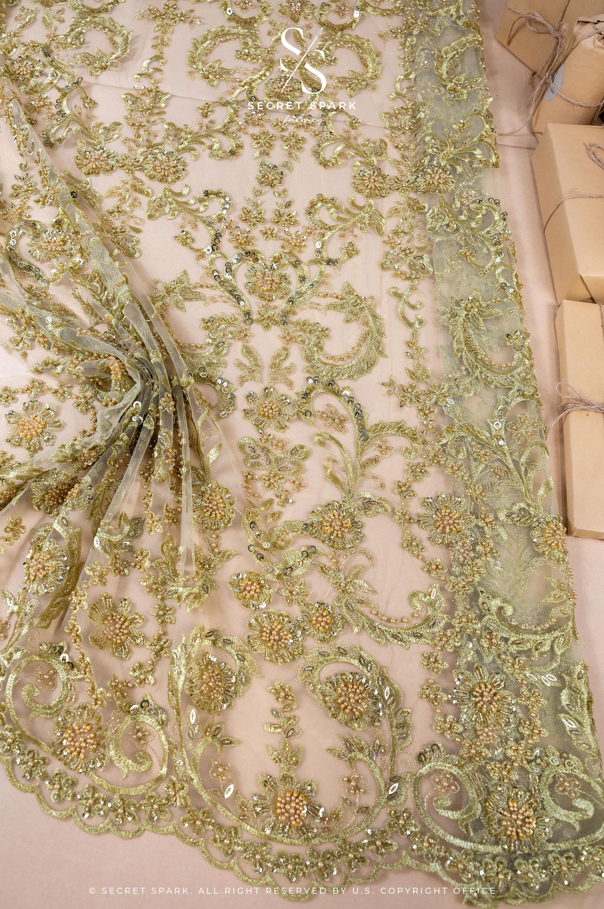 Royal Garden - Olive Gold Baroque Floral Lace - Photo 1
