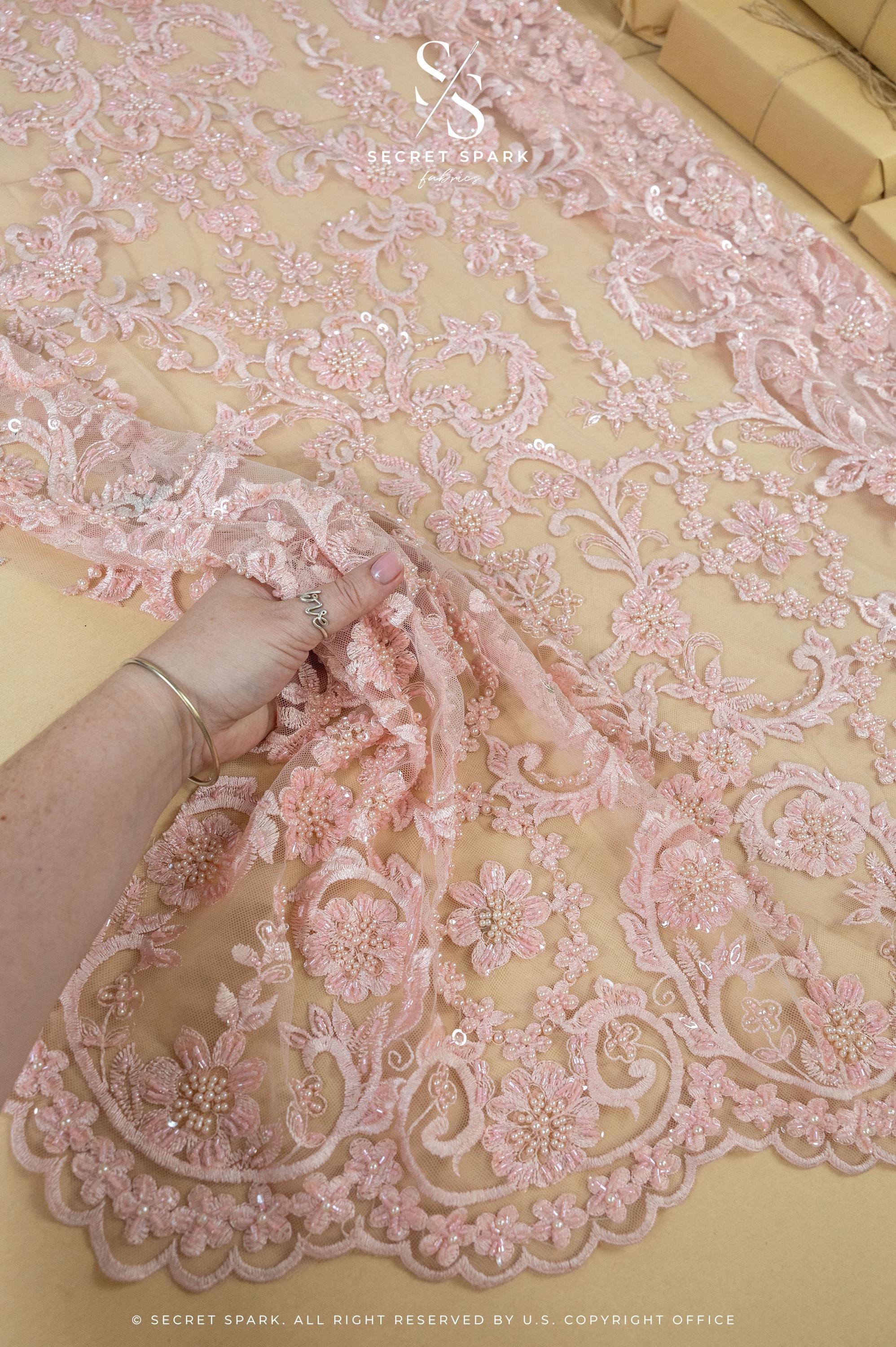 Royal Garden - Soft Pink Baroque Floral Lace - Photo 1