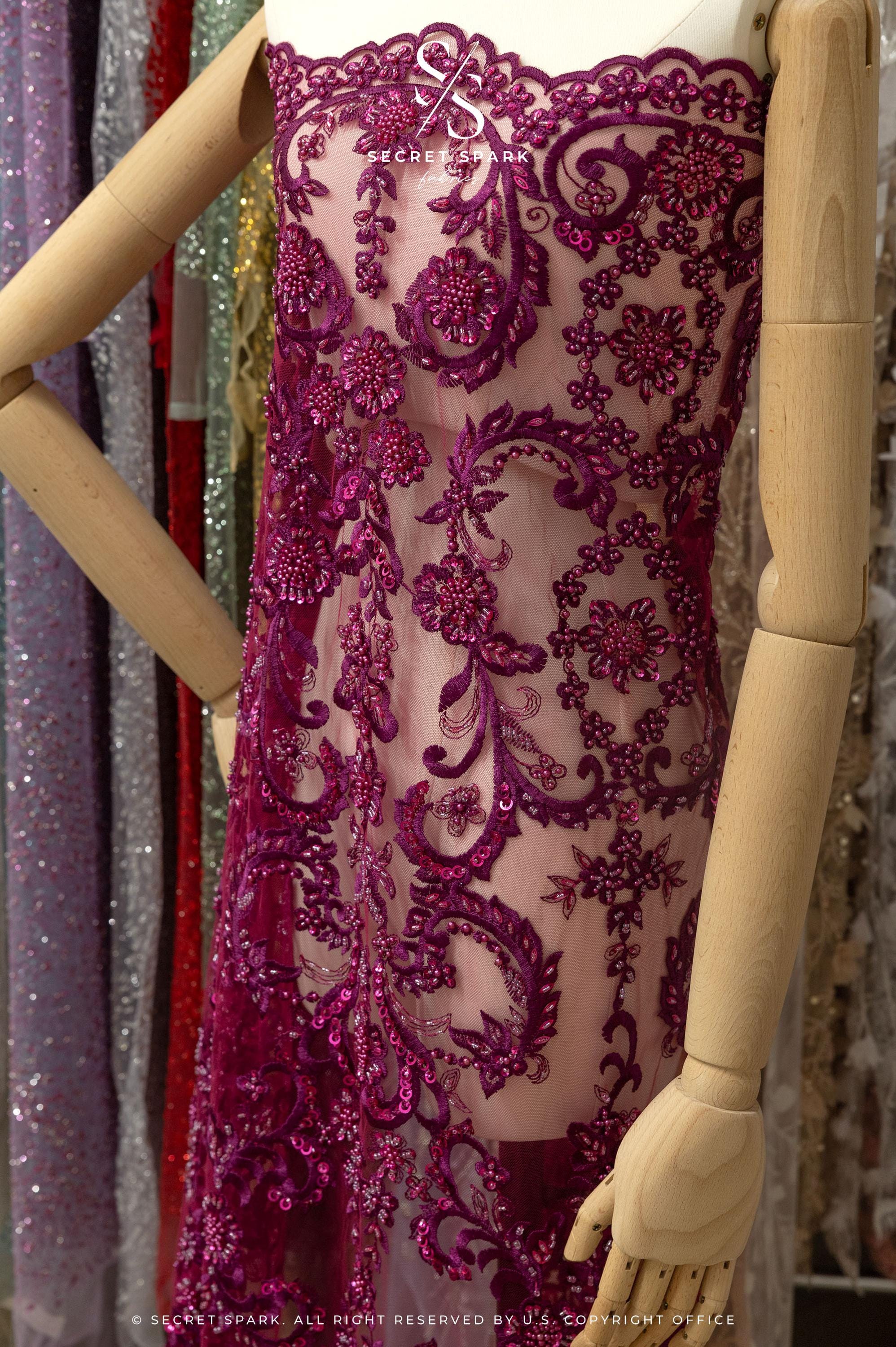Royal Garden - Dark Magenta Baroque Floral Lace - Photo 5