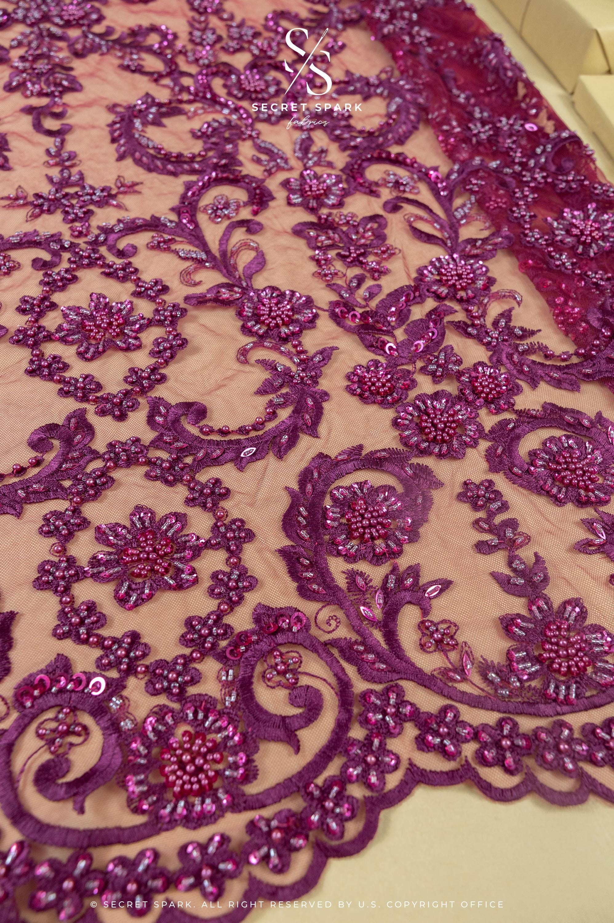 Royal Garden - Dark Magenta Baroque Floral Lace - Photo 3