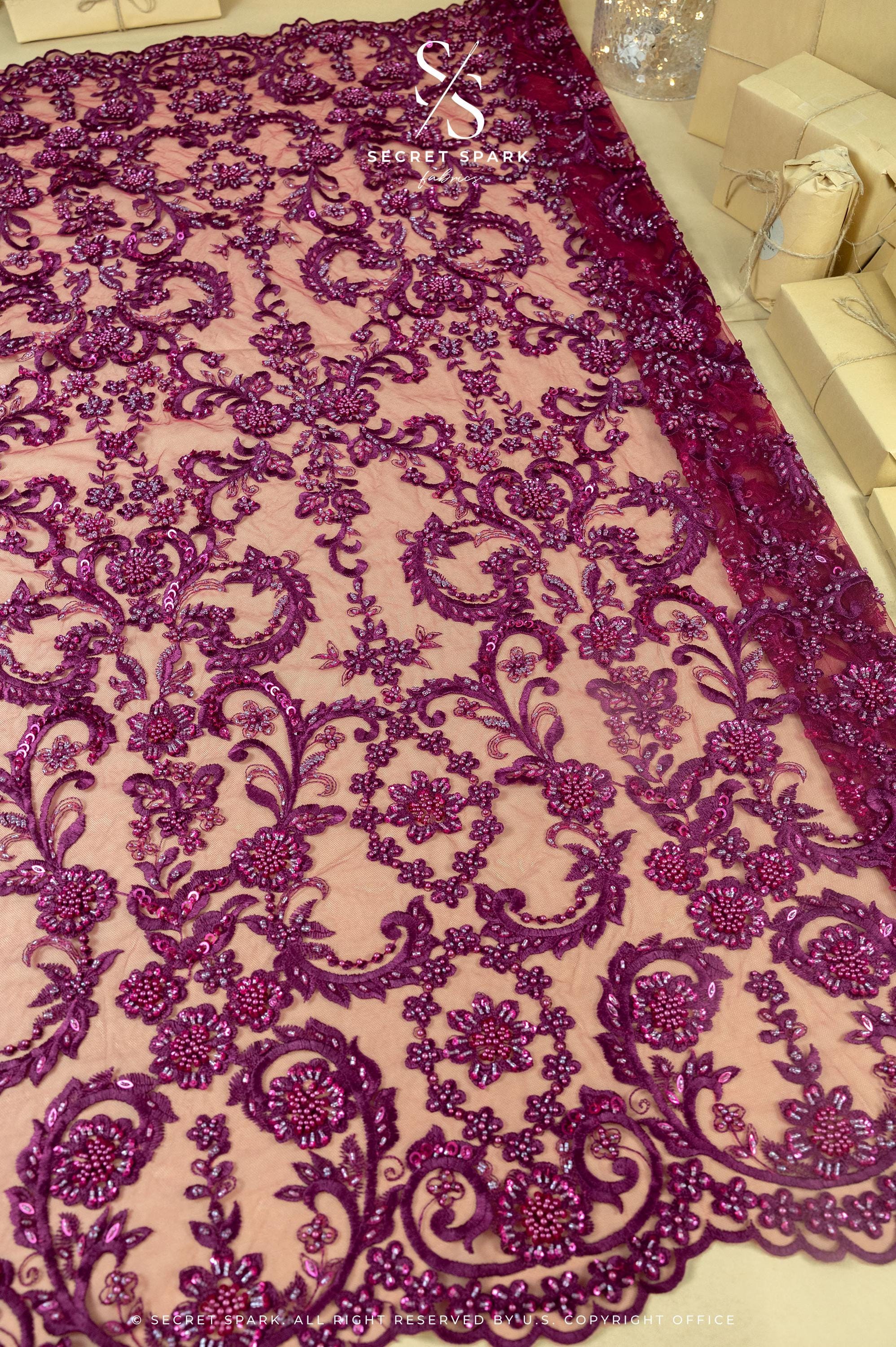 Royal Garden - Dark Magenta Baroque Floral Lace - Photo 2