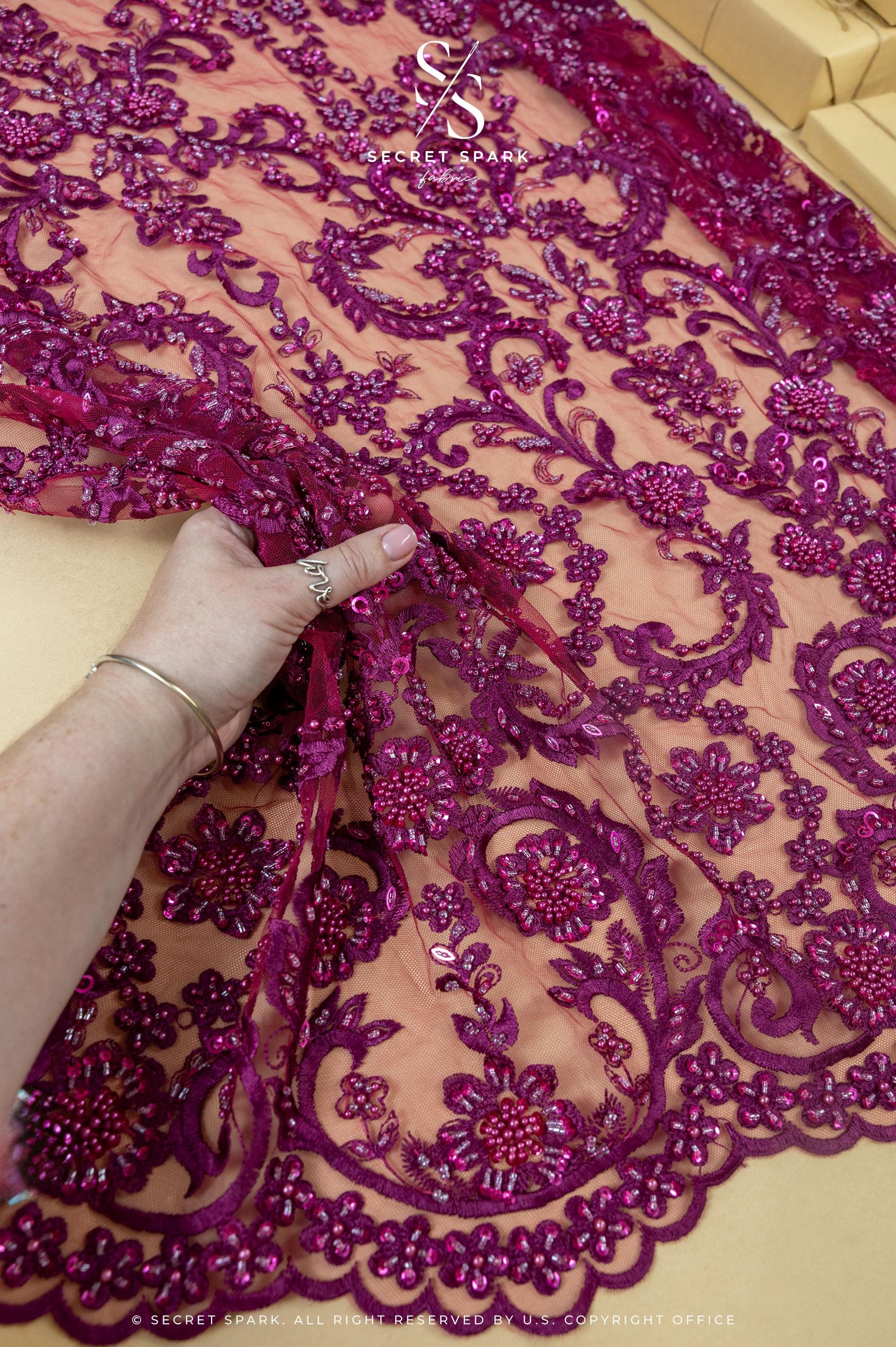 Royal Garden - Dark Magenta Baroque Floral Lace - Photo 1
