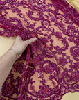 Royal Garden - Dark Magenta Baroque Floral Lace - Photo 1