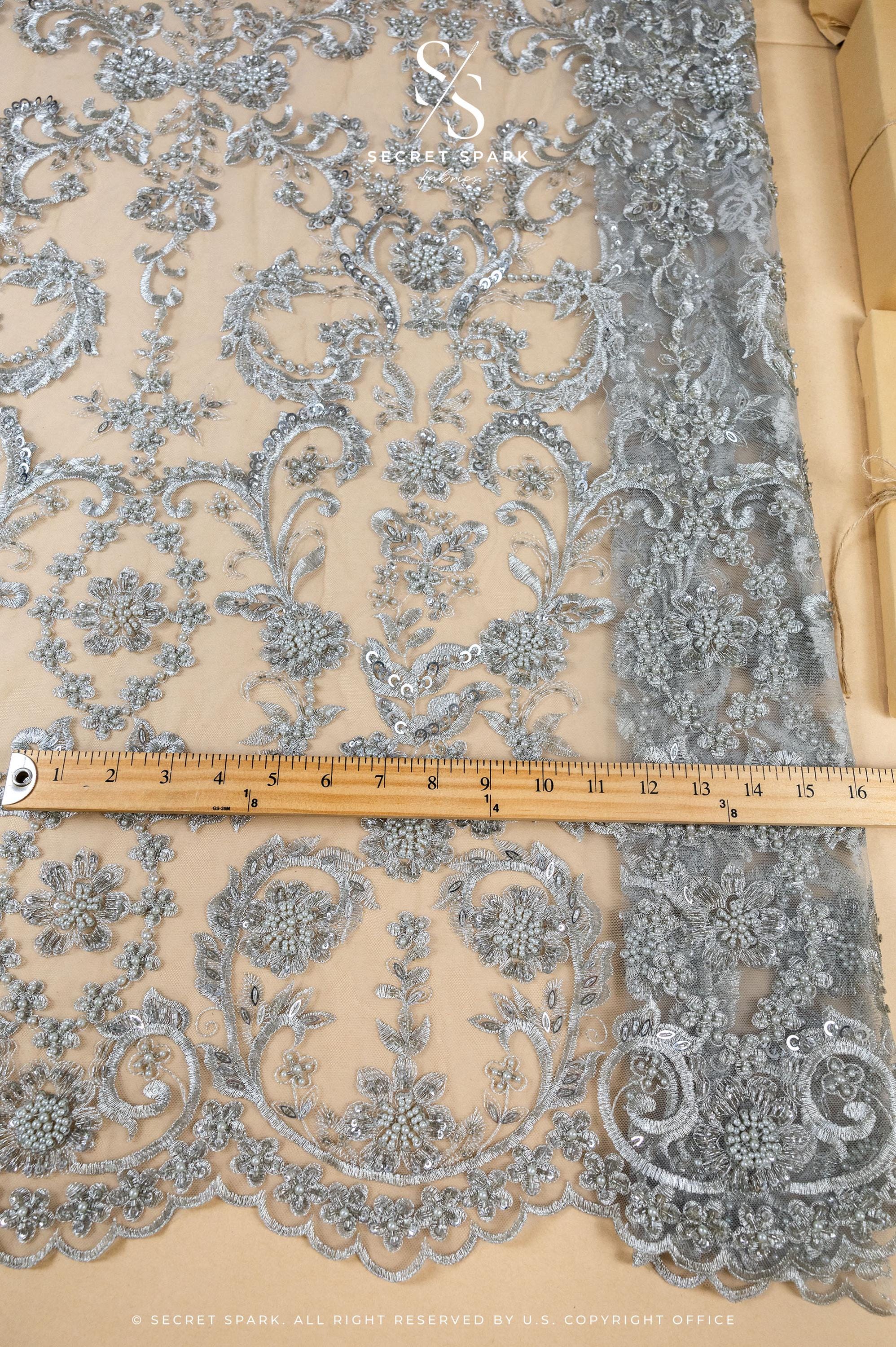 Royal Garden - Light Gray Baroque Floral Lace - Photo 5