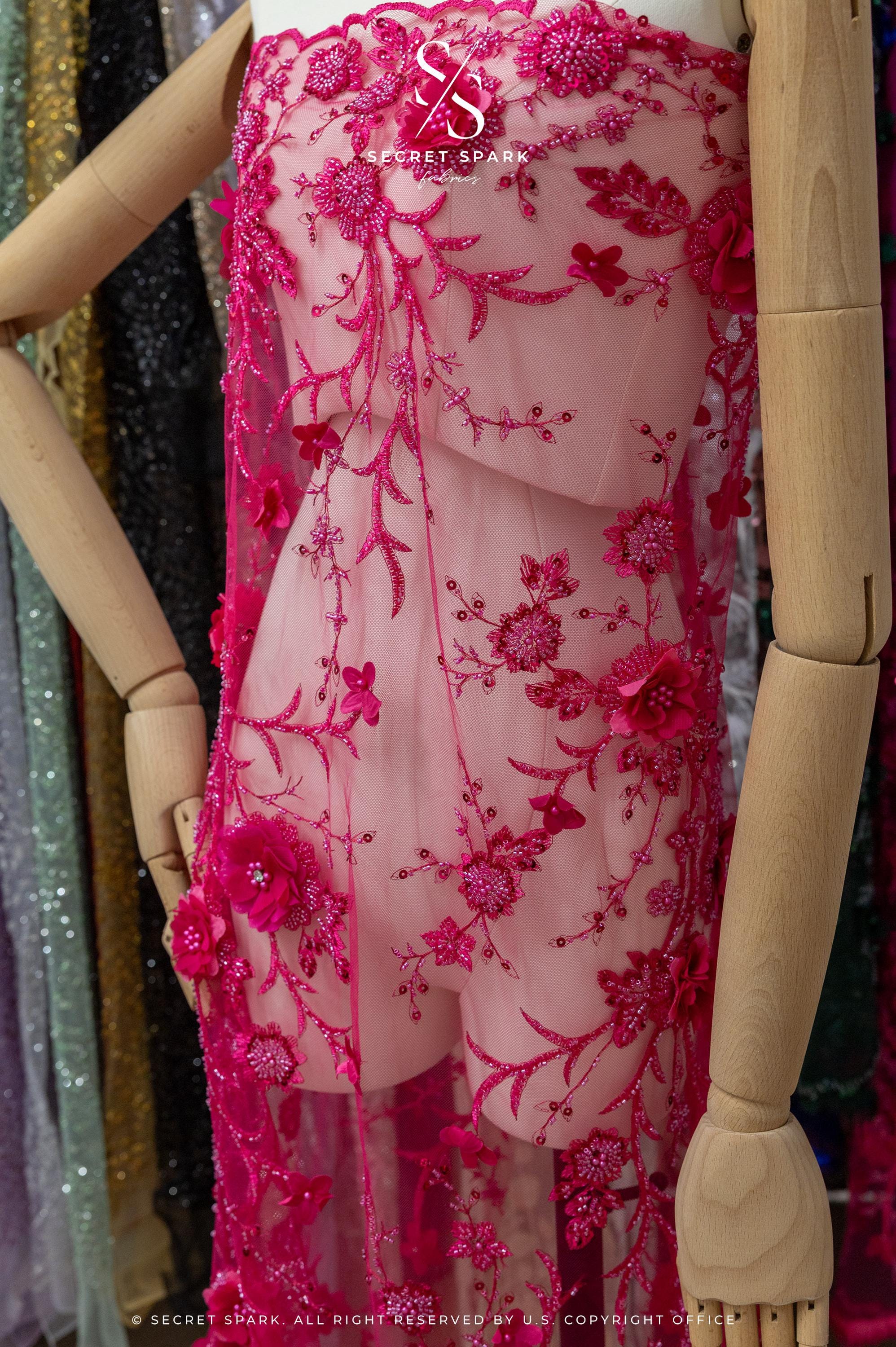 Blossom Dream - Hot Pink 3D Floral Lace - Photo 4