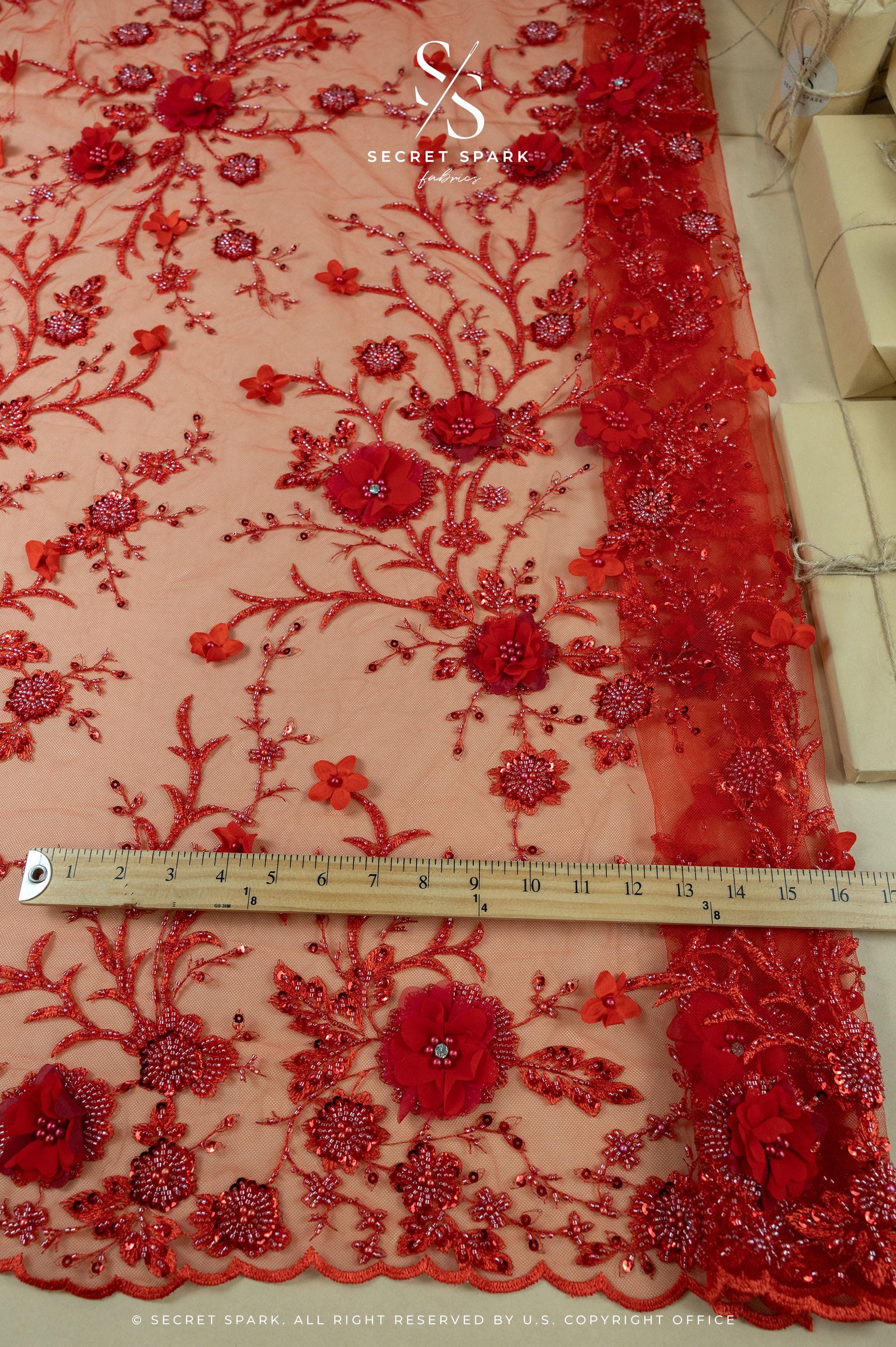 Blossom Dream - Red 3D Floral Lace - Photo 5