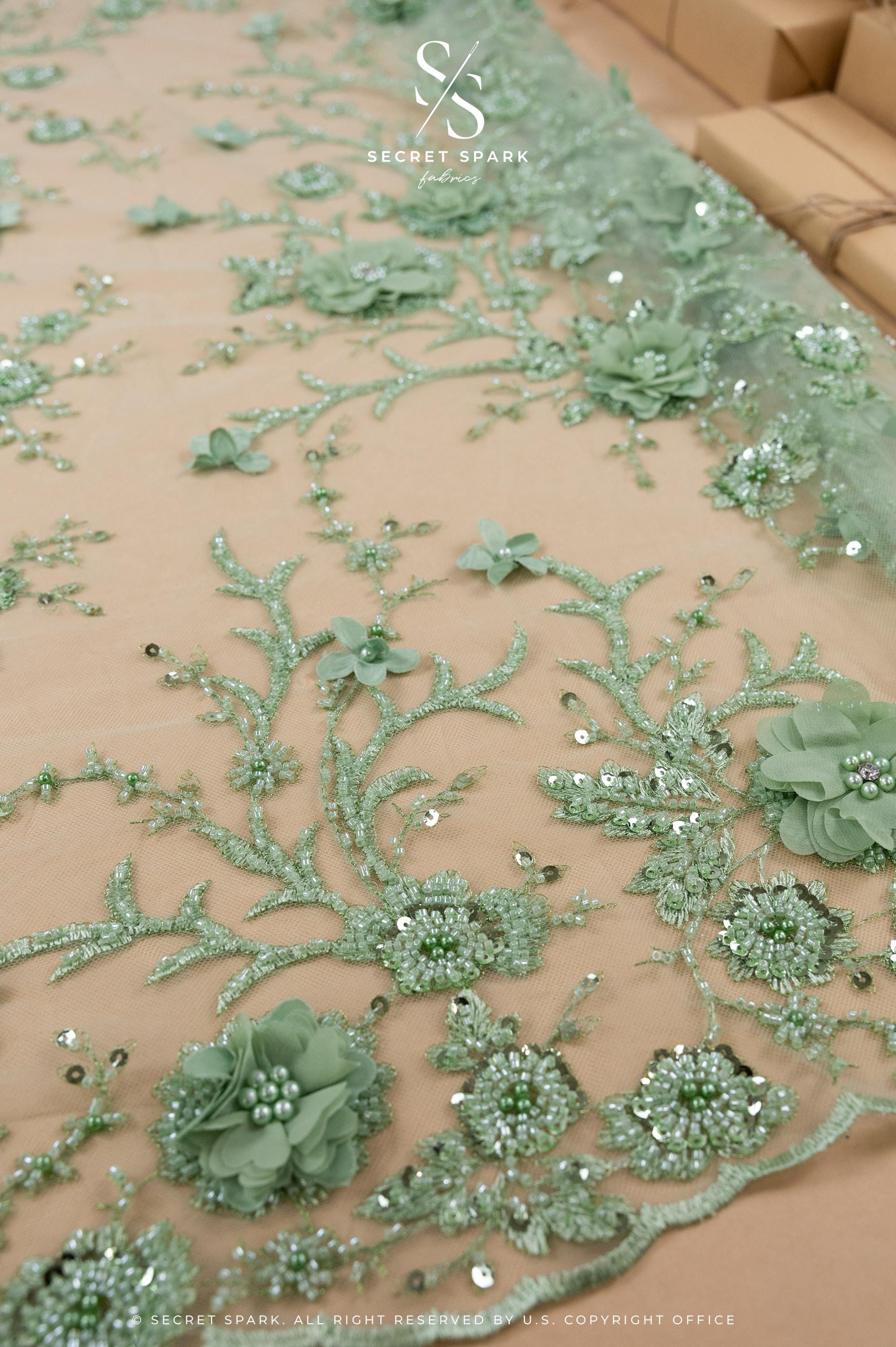 Blossom Dream - Spirit Green 3D Floral Lace - Photo 5