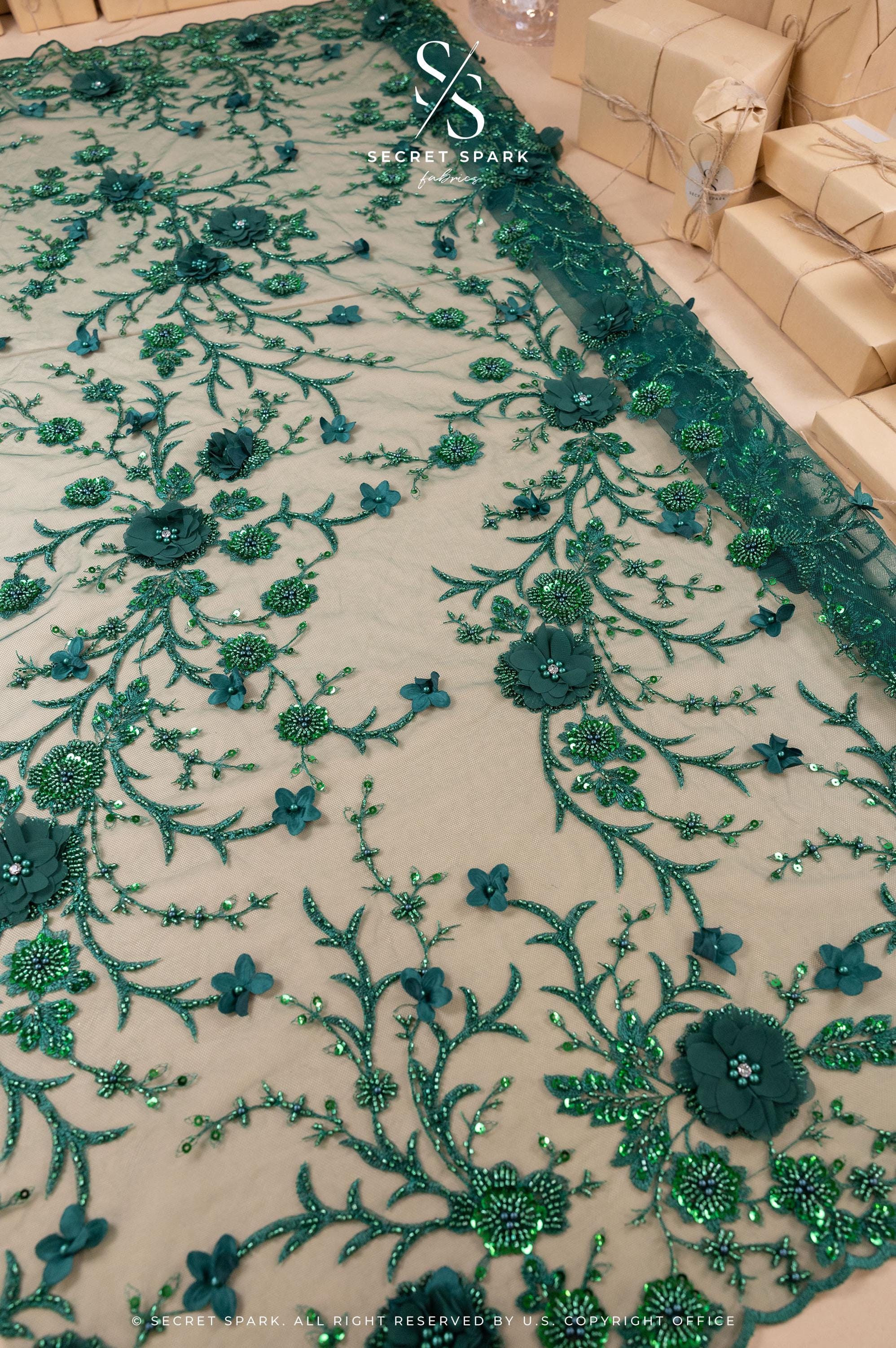 Blossom Dream - Emerald 3D Floral Lace - Photo 2