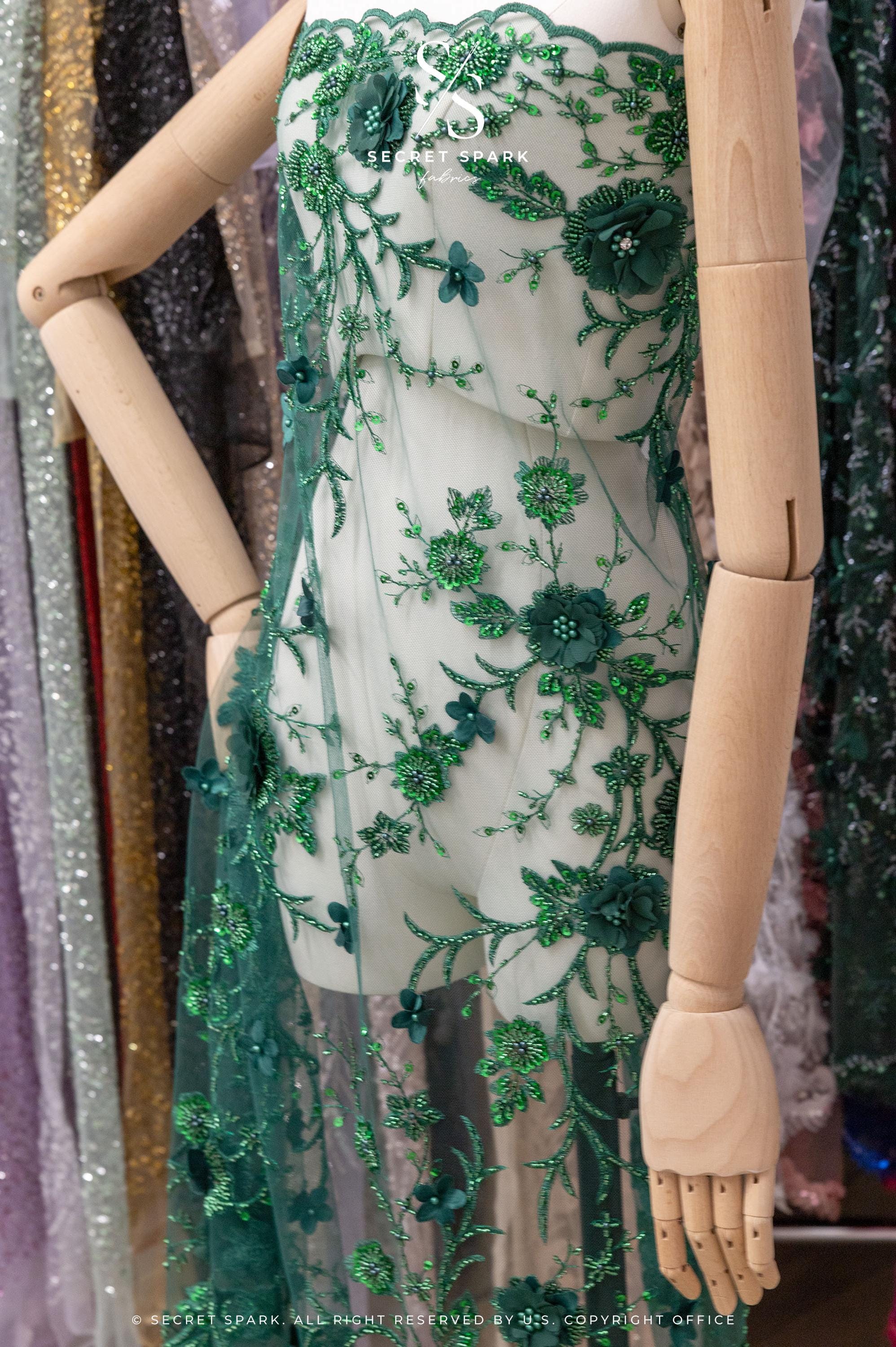 Blossom Dream - Emerald 3D Floral Lace - Photo 3