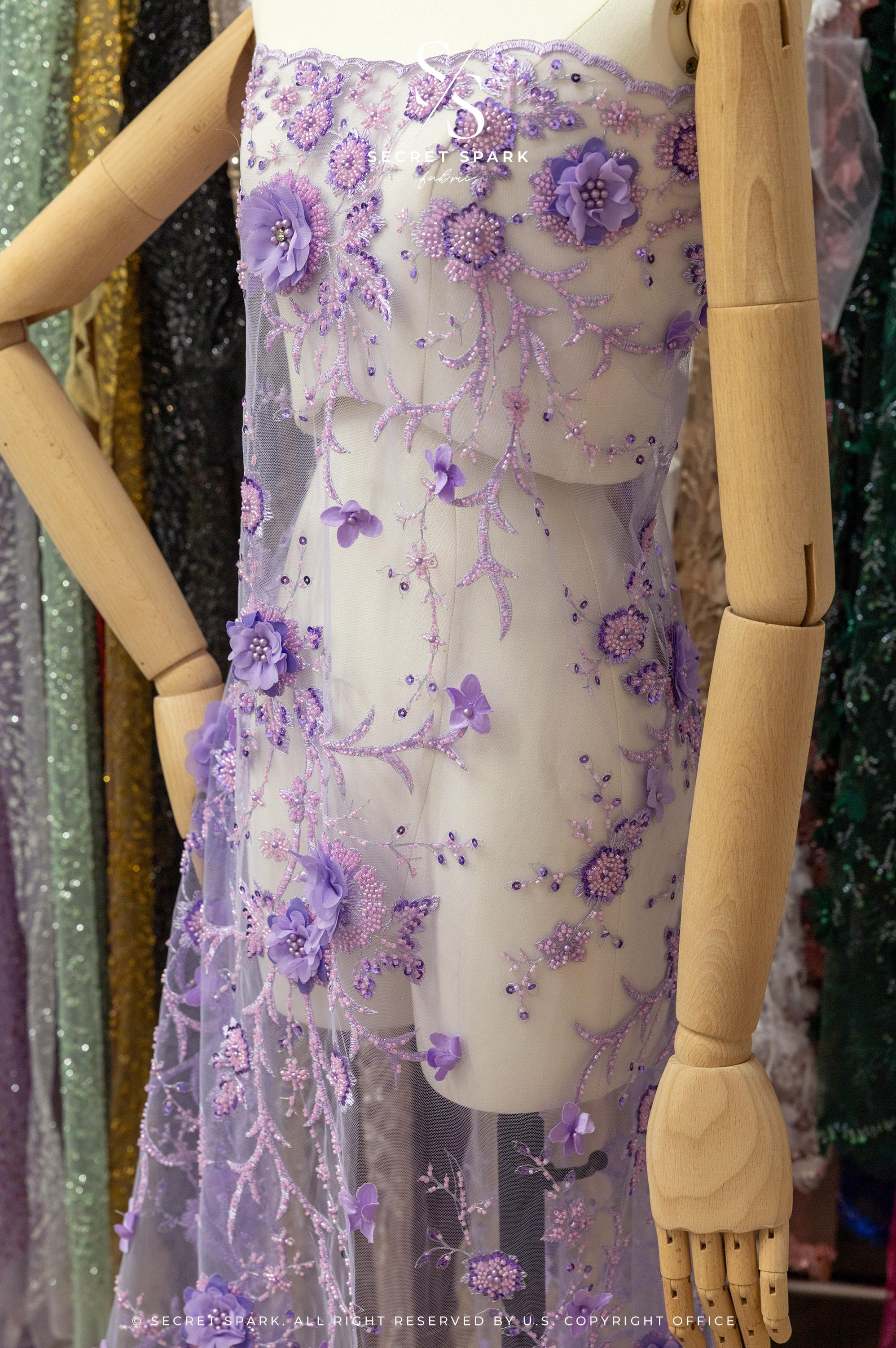 Blossom Dream - Purple Lavender 3D Floral Lace - Photo 3