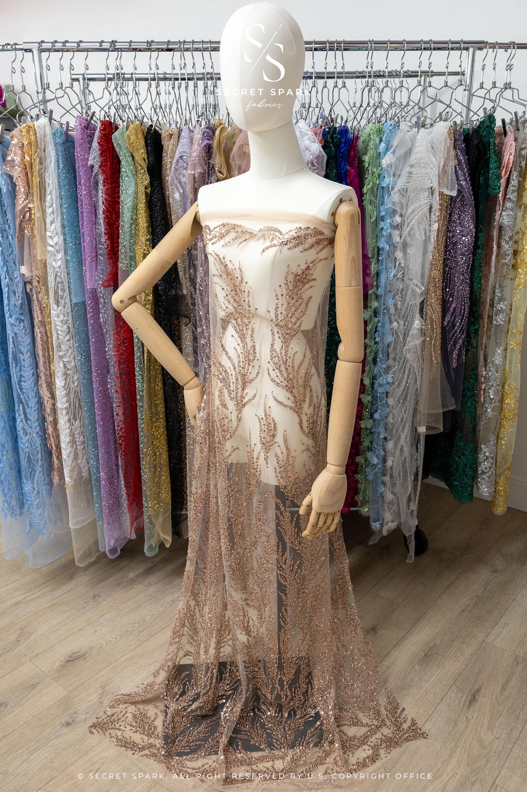 Underwater Forest - Mystic Beige Beaded Fern Lace - Photo 2