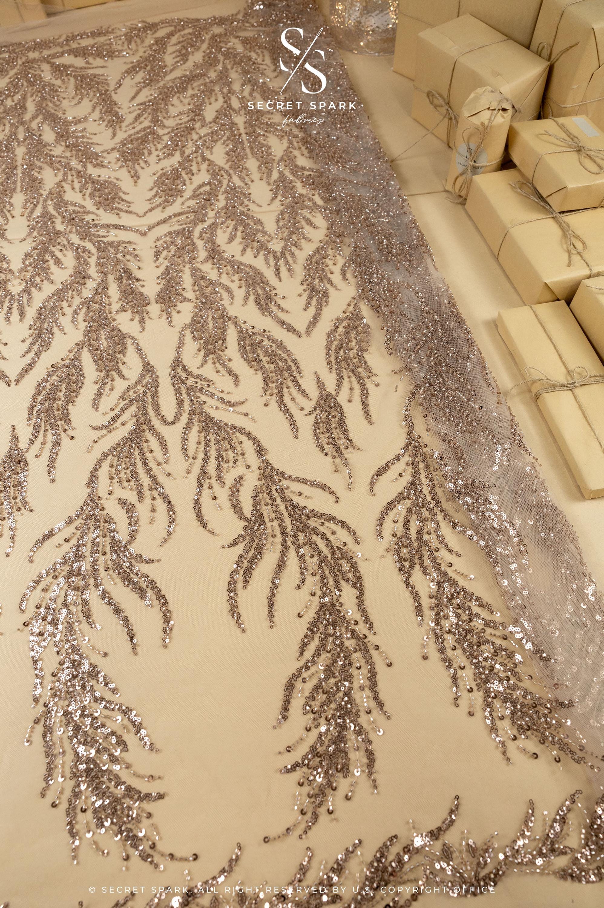 Underwater Forest - Mystic Beige Beaded Fern Lace - Photo 5