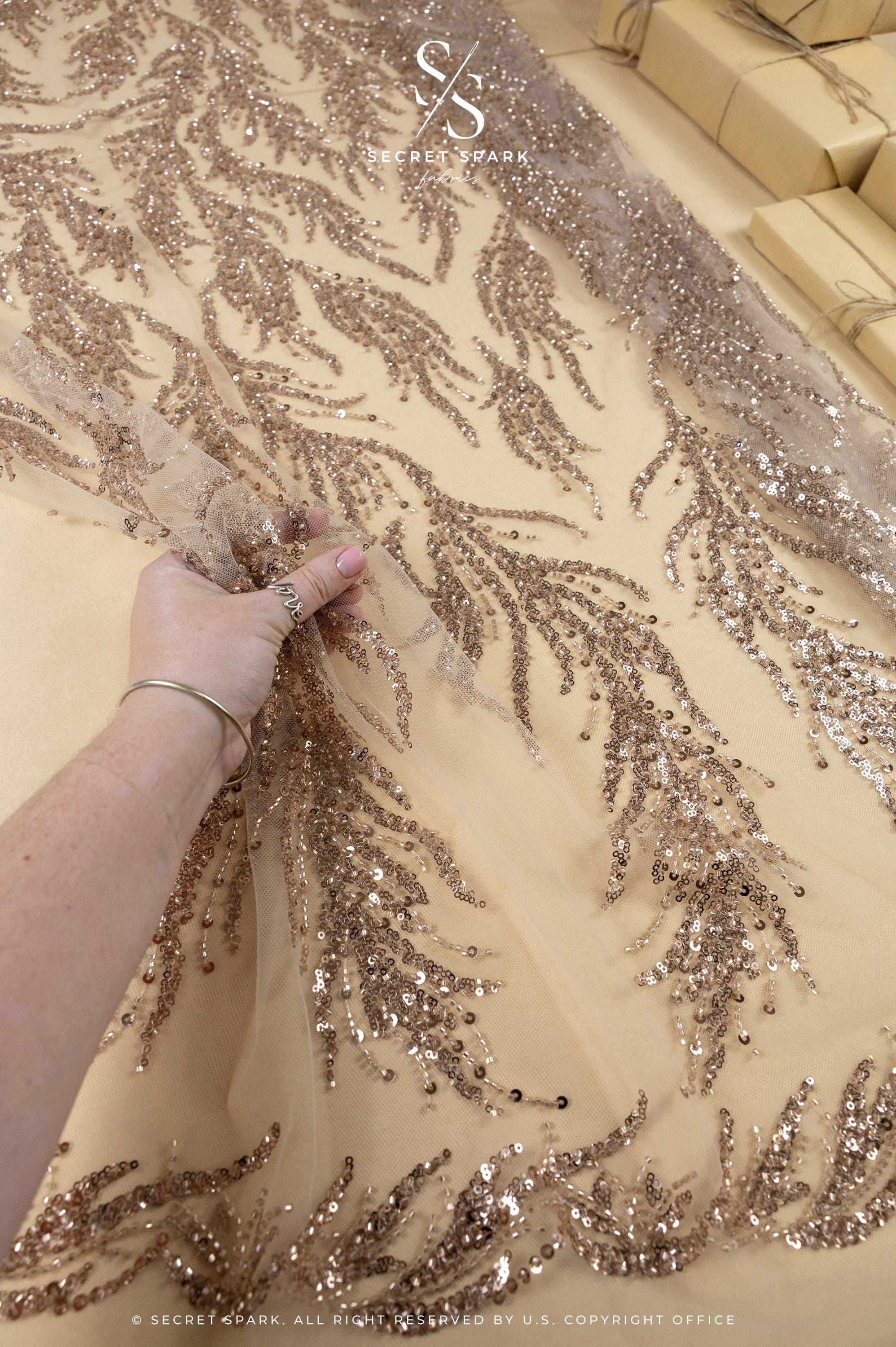 Underwater Forest - Mystic Beige Beaded Fern Lace - Photo 1