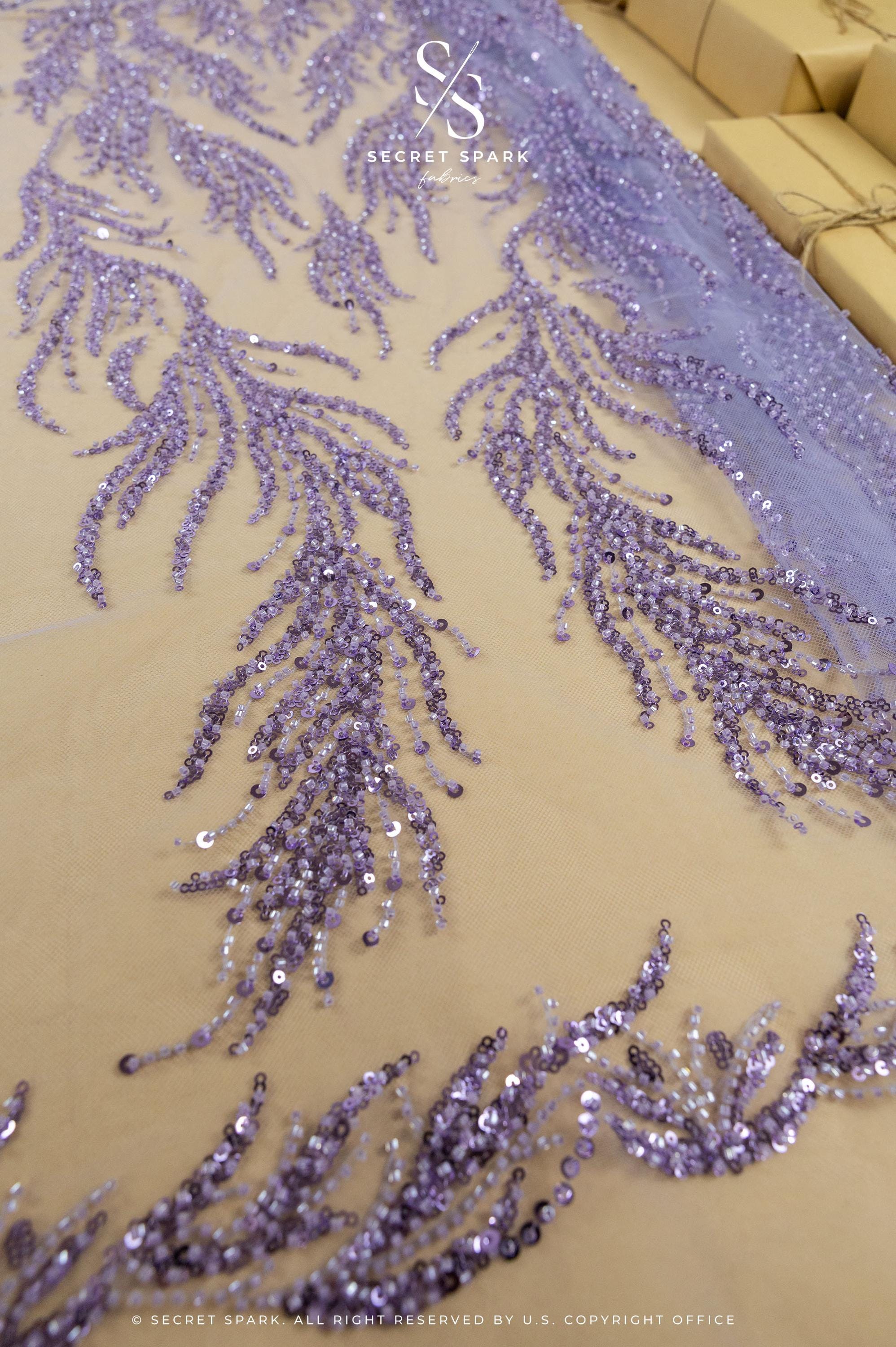 Underwater Forest - Purple Lavender Beaded Fern Lace - Photo 6