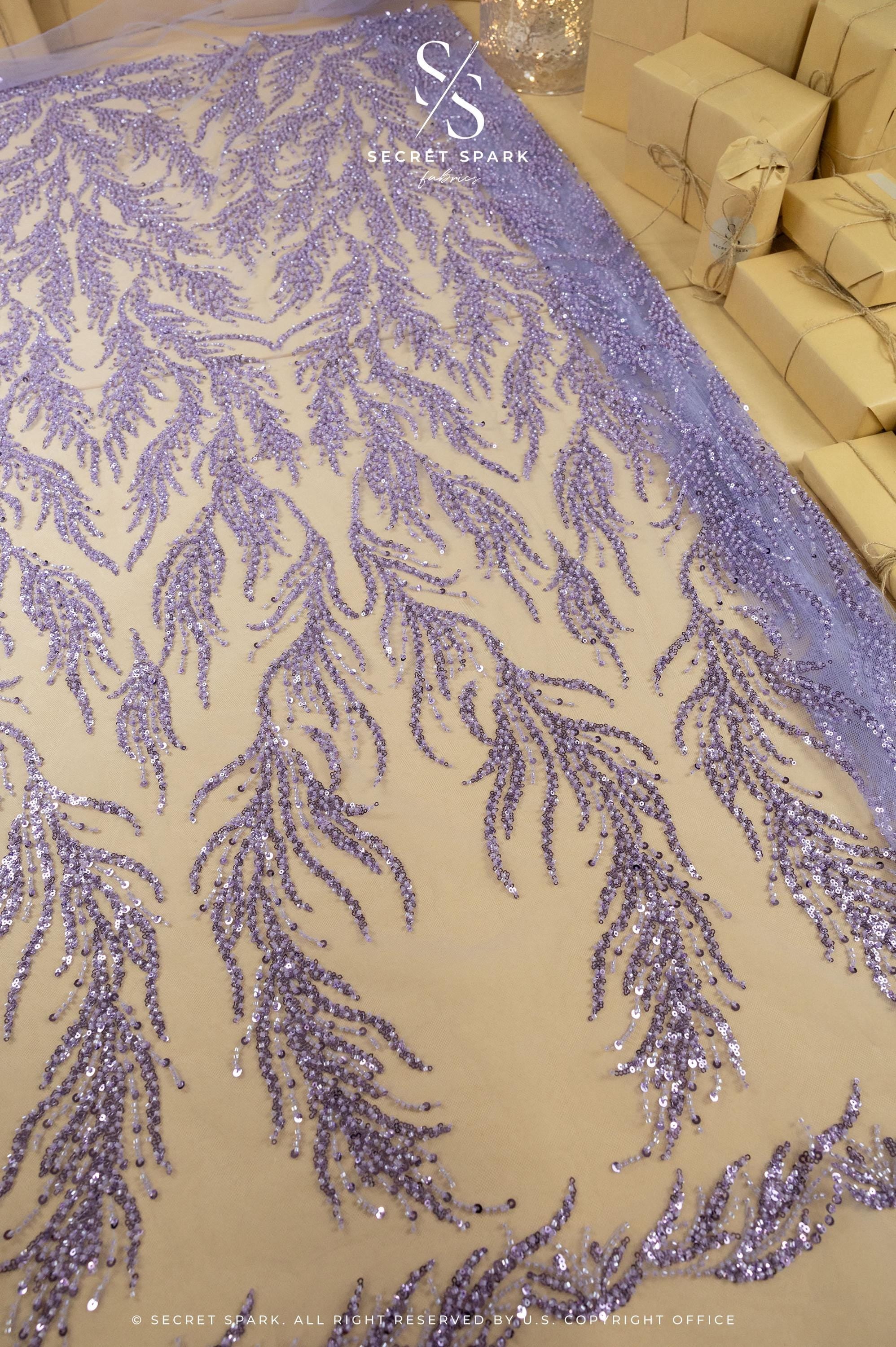 Underwater Forest - Purple Lavender Beaded Fern Lace - Photo 4