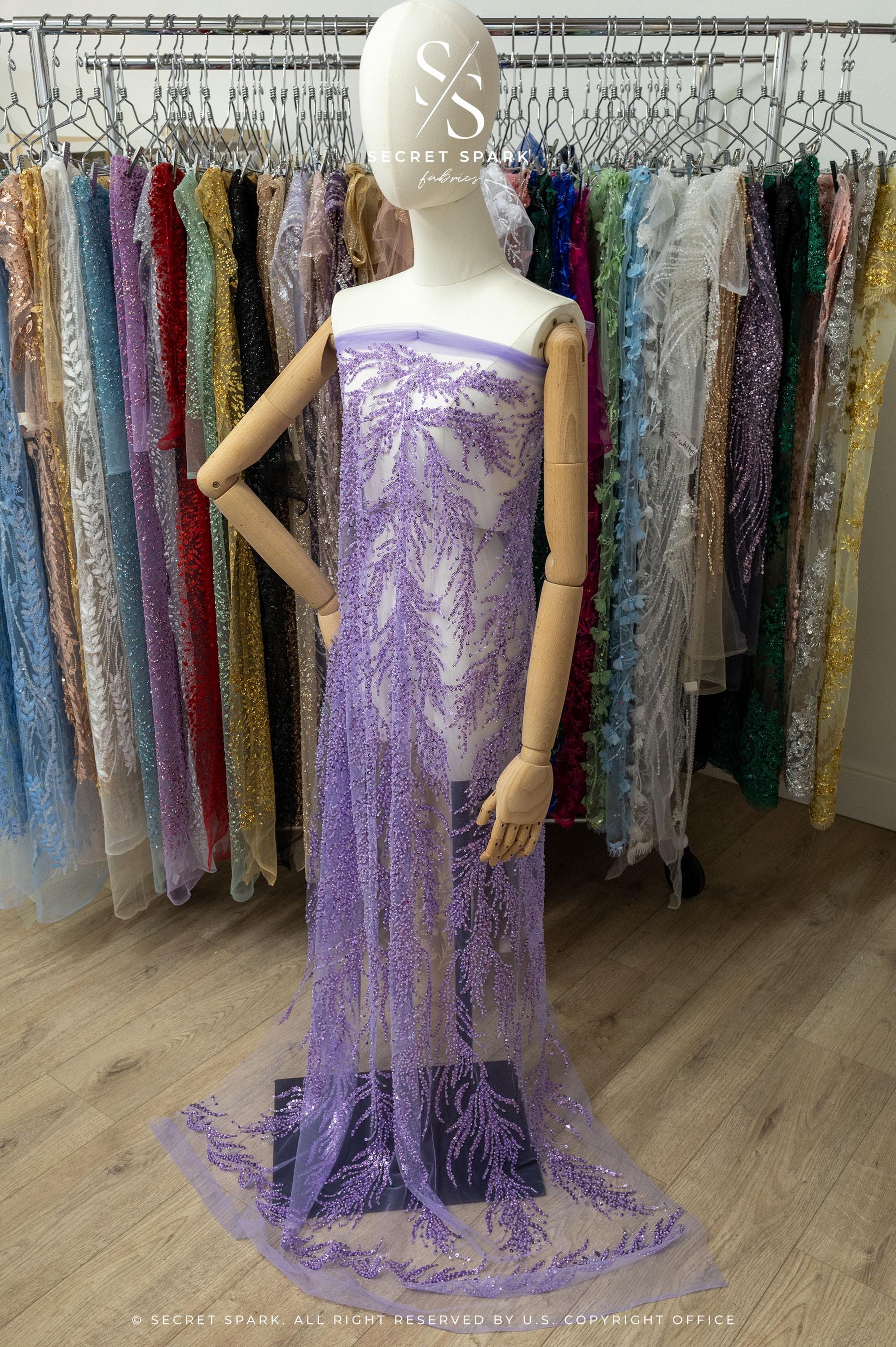 Underwater Forest - Purple Lavender Beaded Fern Lace - Photo 2