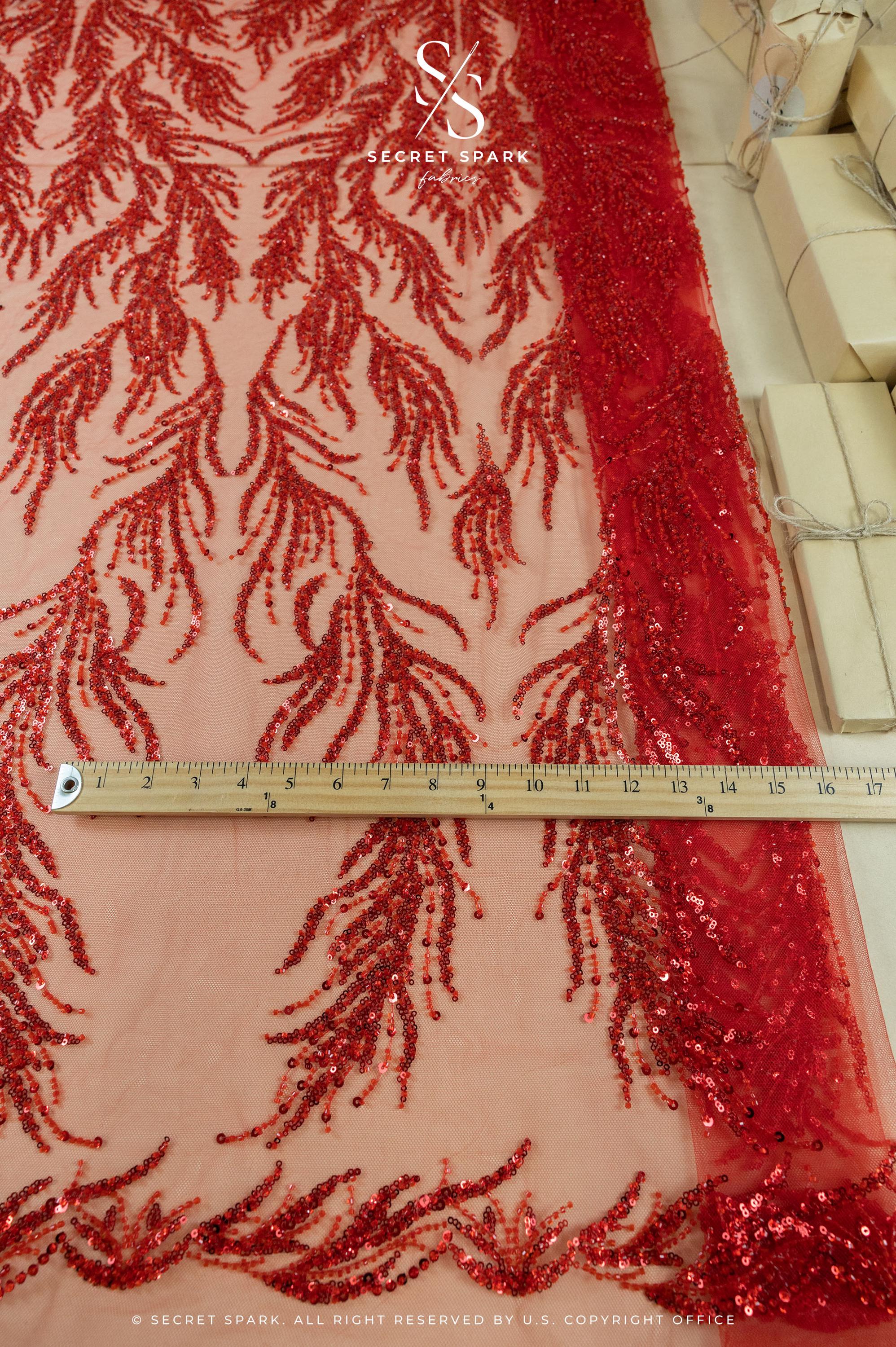 Underwater Forest - Red Beaded Fern Lace - Photo 4