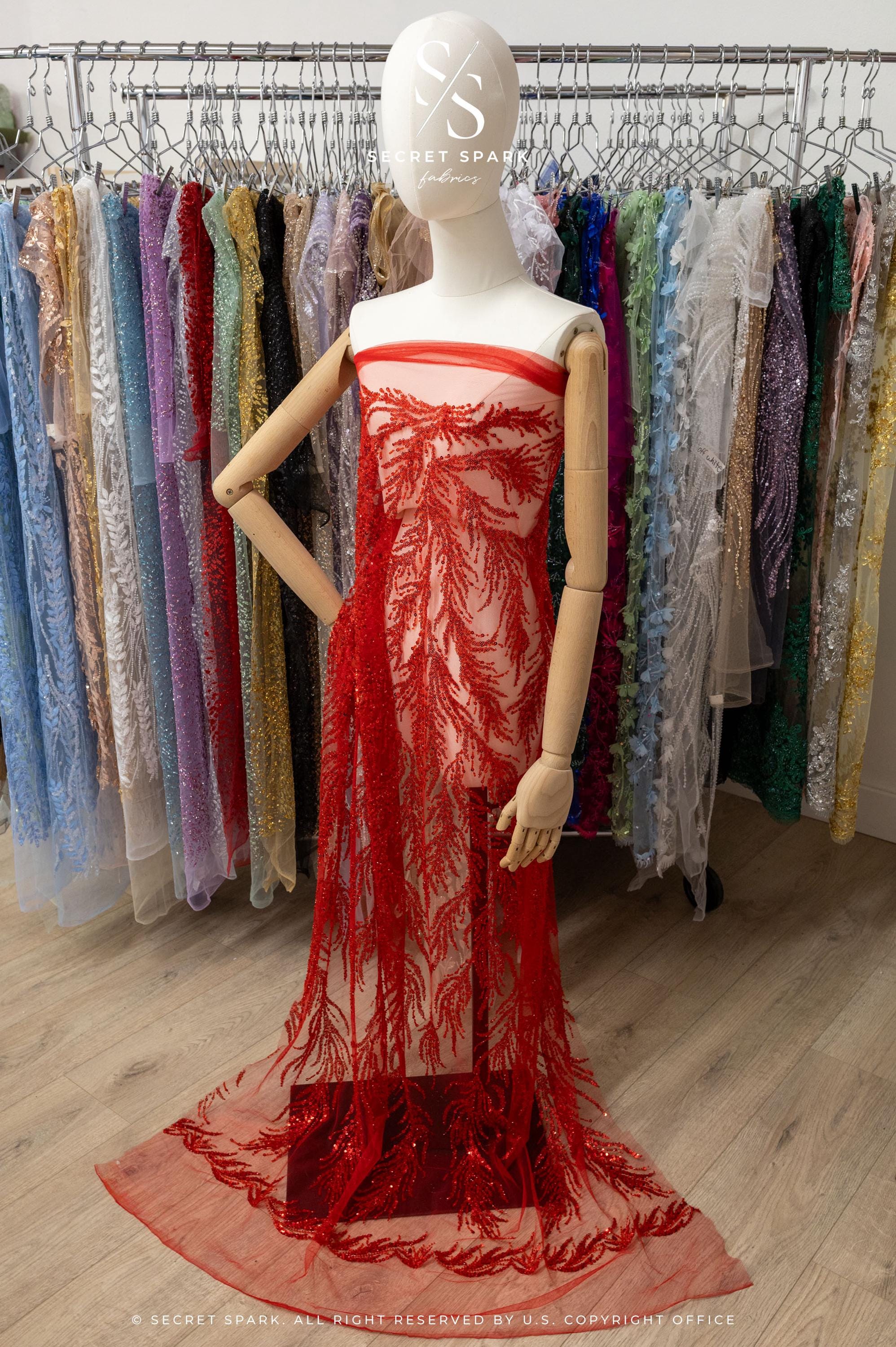 Underwater Forest - Red Beaded Fern Lace - Photo 2