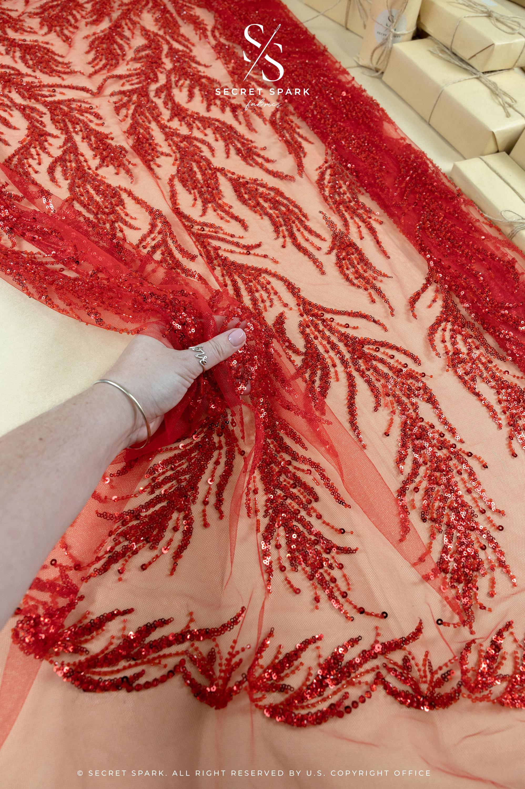 Underwater Forest - Red Beaded Fern Lace - Photo 1