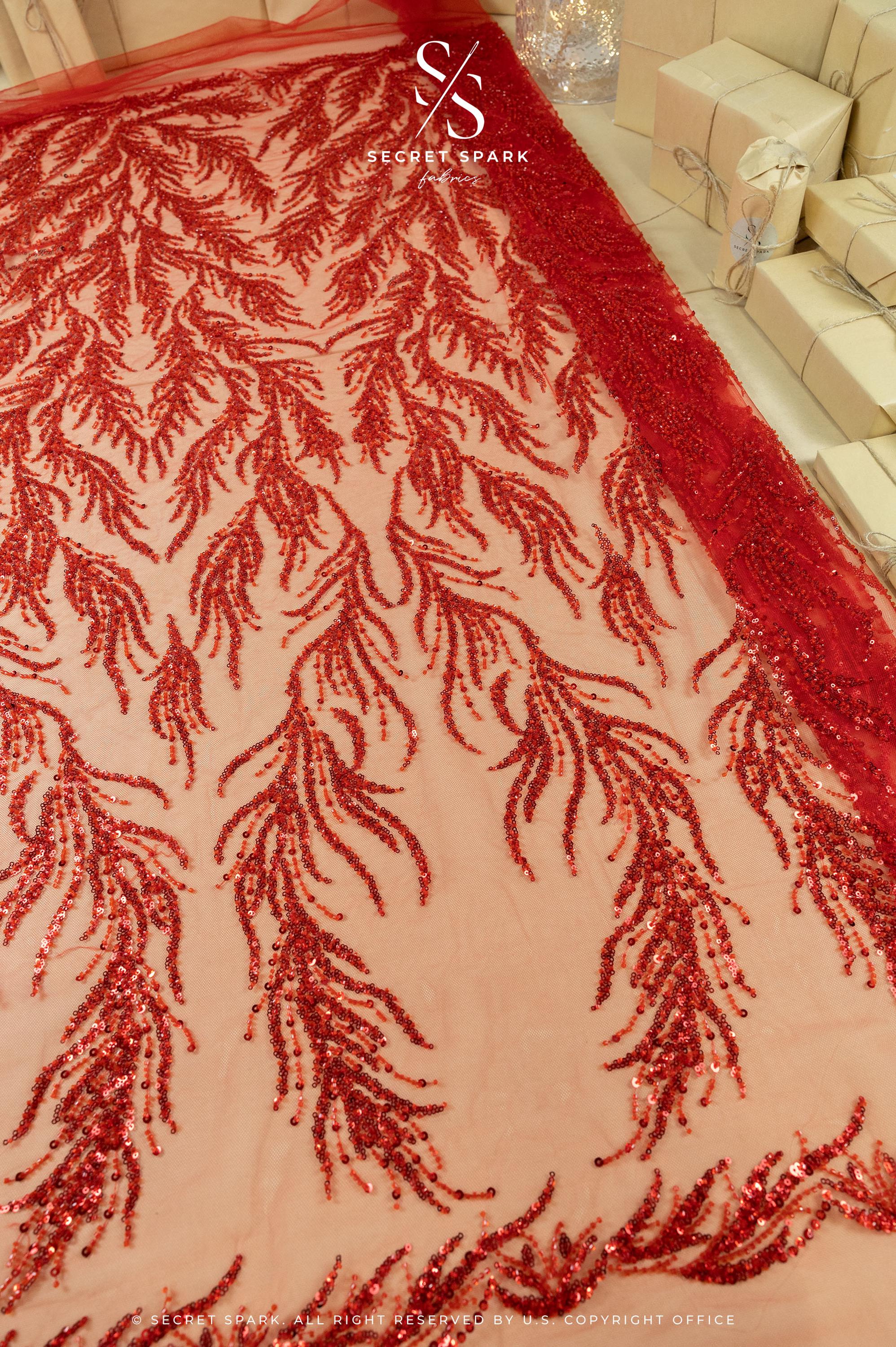 Underwater Forest - Red Beaded Fern Lace - Photo 6